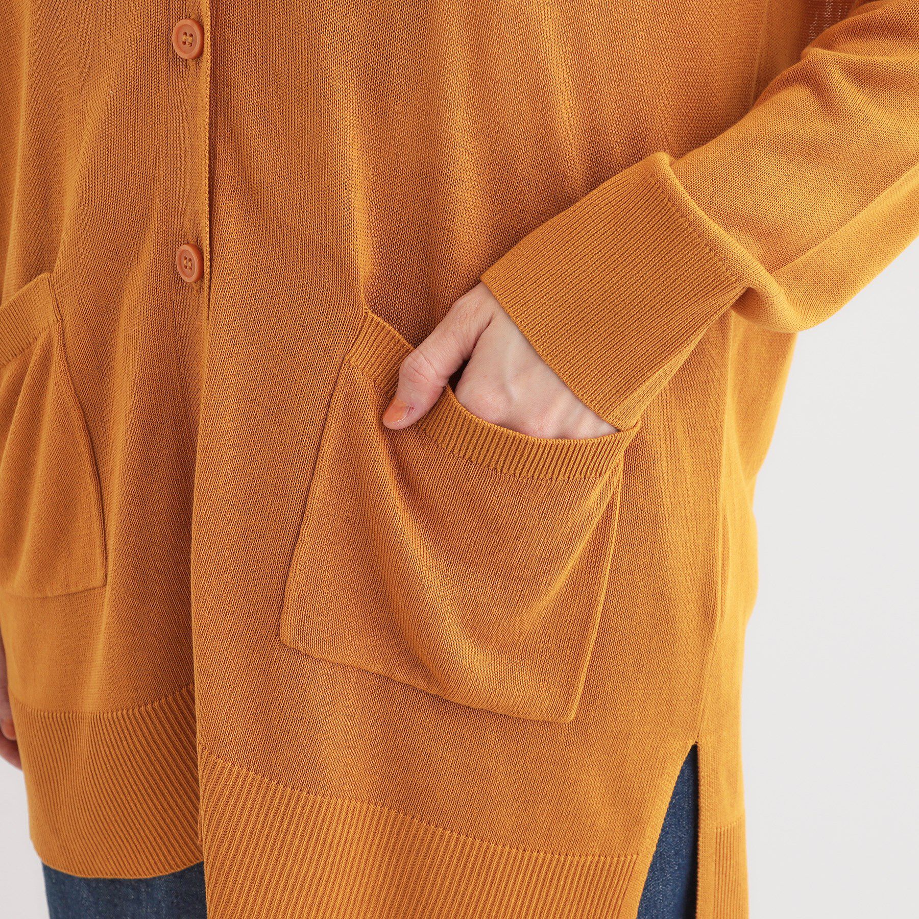 SHOO･LA･RUE「【洗える/UV】さらっと羽織れる ミドル丈Vネックカーディガン」|カーディガン|