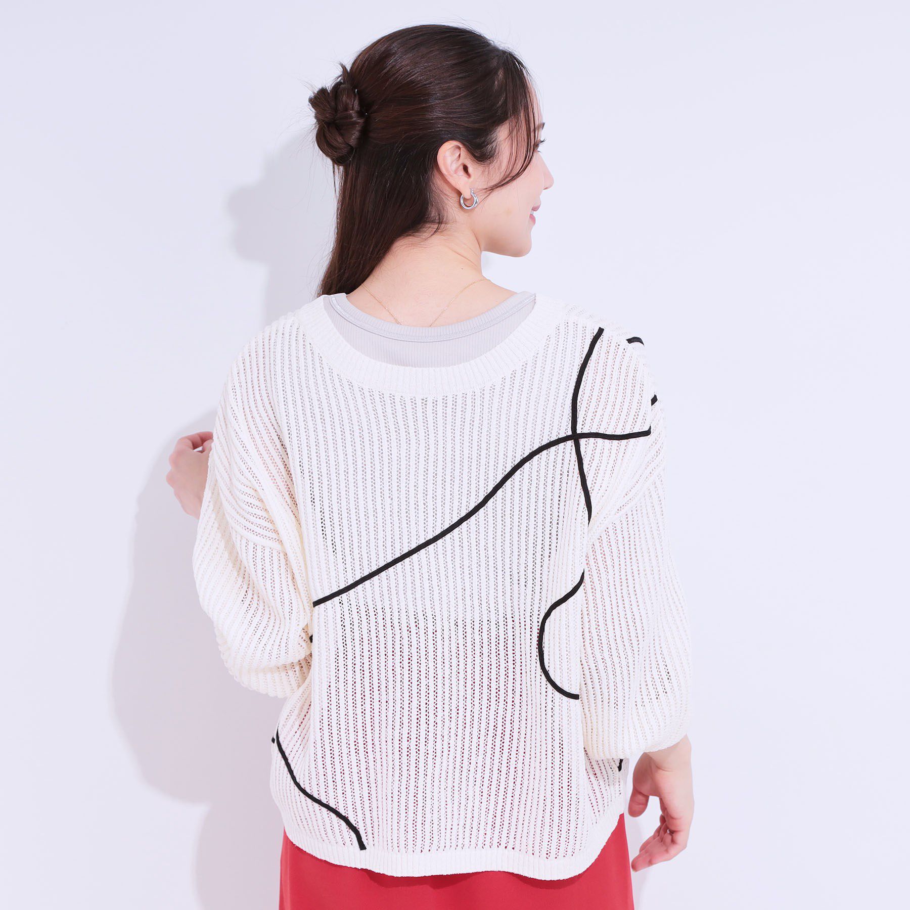 SHOO･LA･RUE「柄コード刺繍アソート メッシュ2WAYカーデ」|カーディガン|