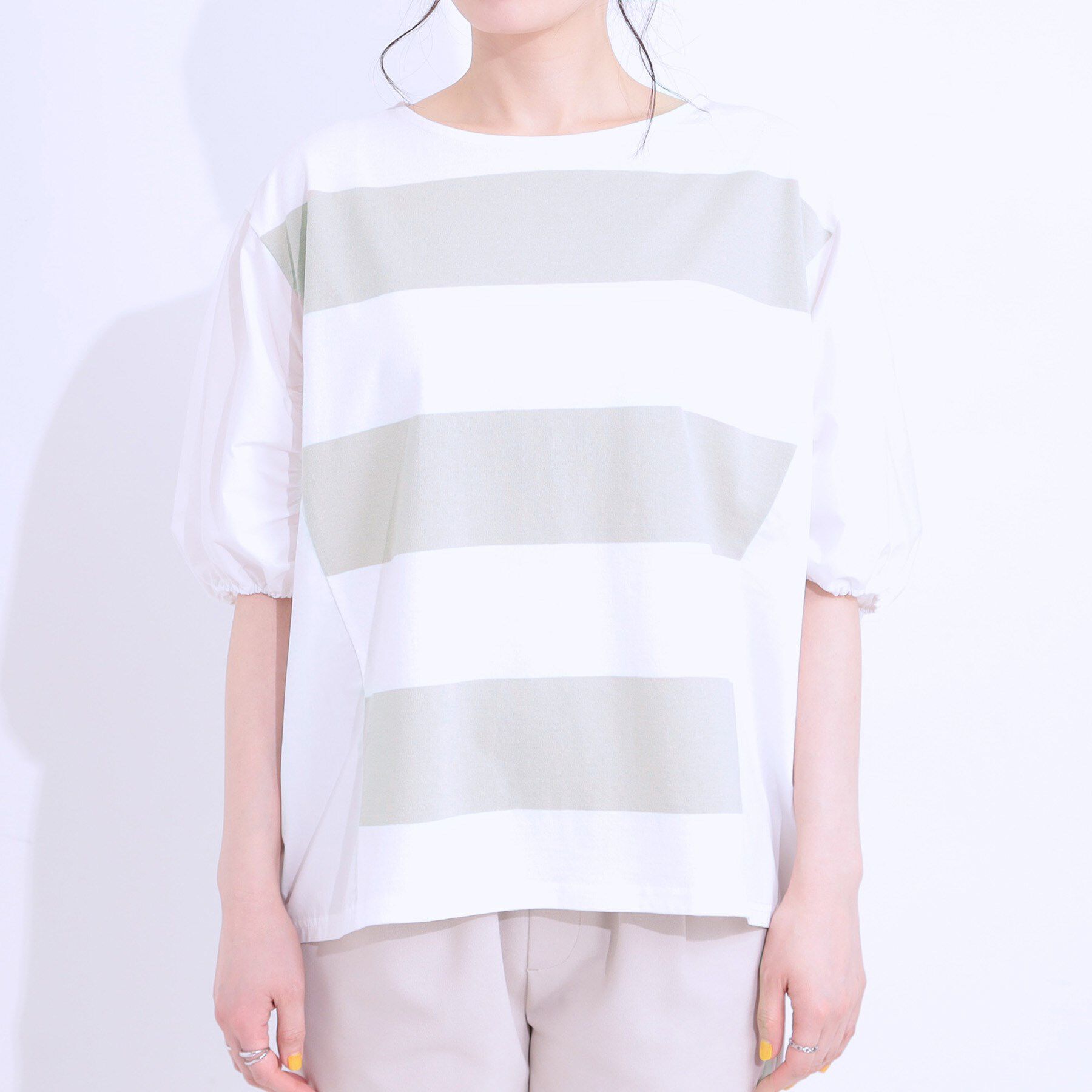 SHOO･LA･RUE「ふわりシルエットが新しい ワイドピッチボーダートップス」|Tシャツ・カットソー|