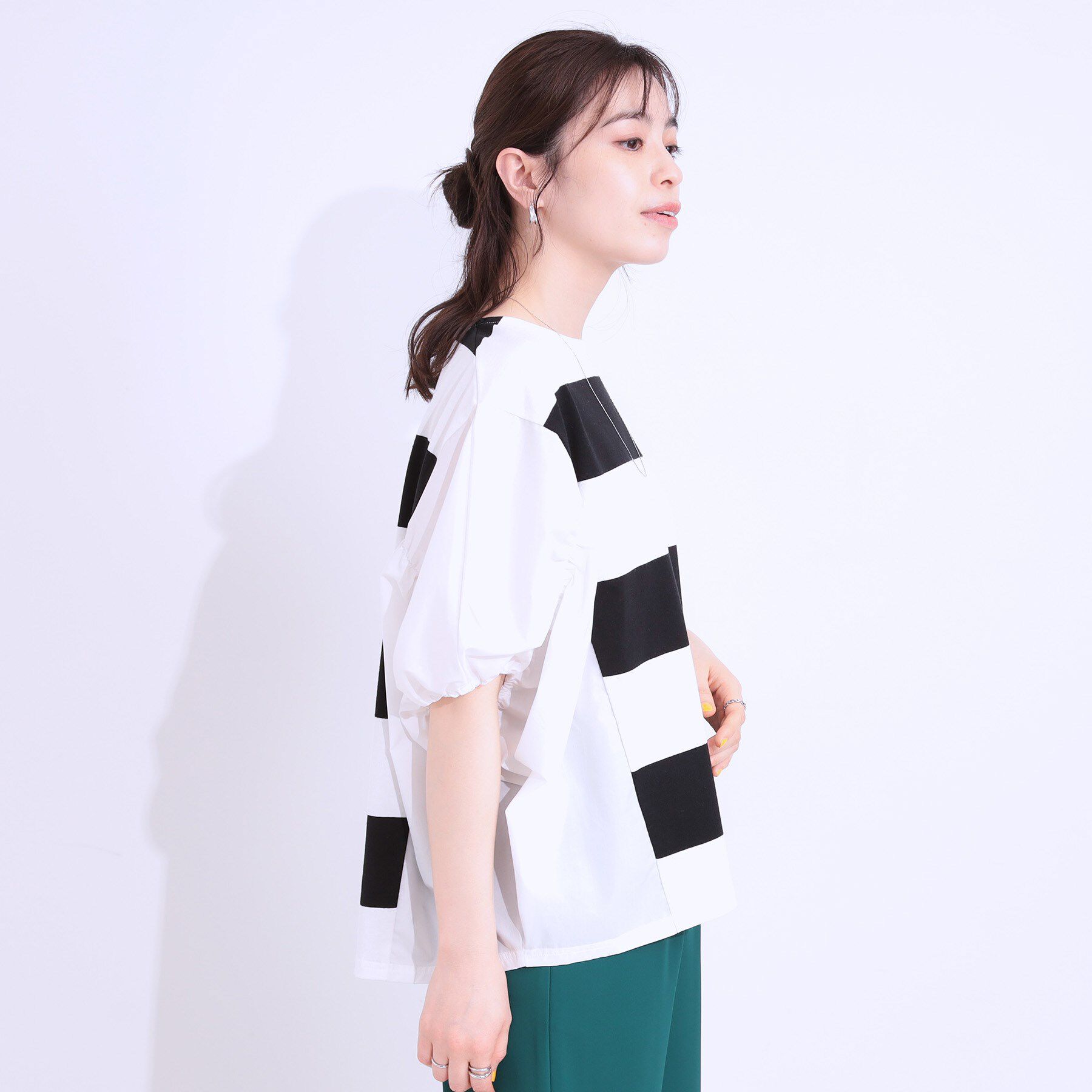 SHOO･LA･RUE「ふわりシルエットが新しい ワイドピッチボーダートップス」|Tシャツ・カットソー|