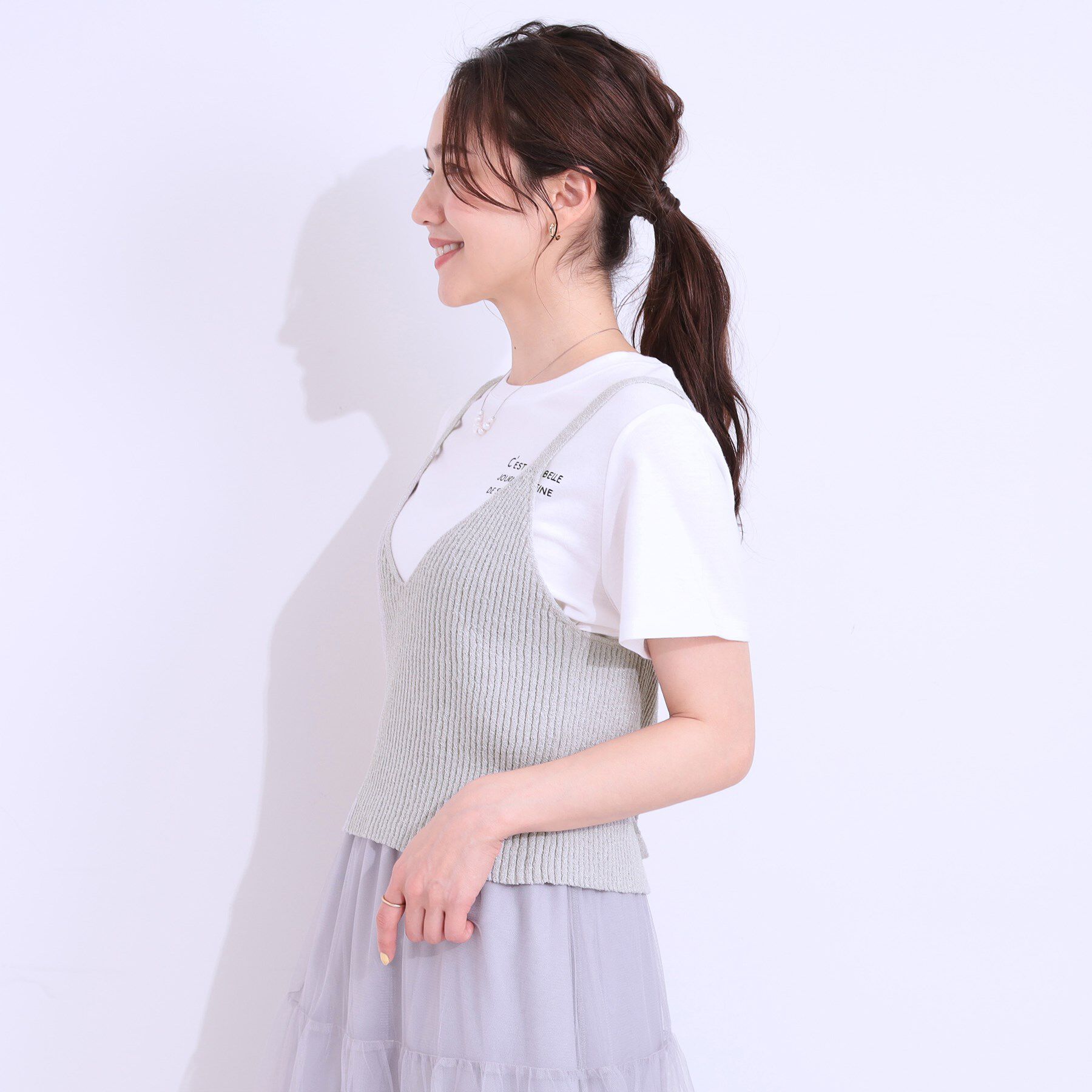 SHOO･LA･RUE「【S-LL/2点セット】ラメニットキャミ＆ロゴTシャツ」|その他|