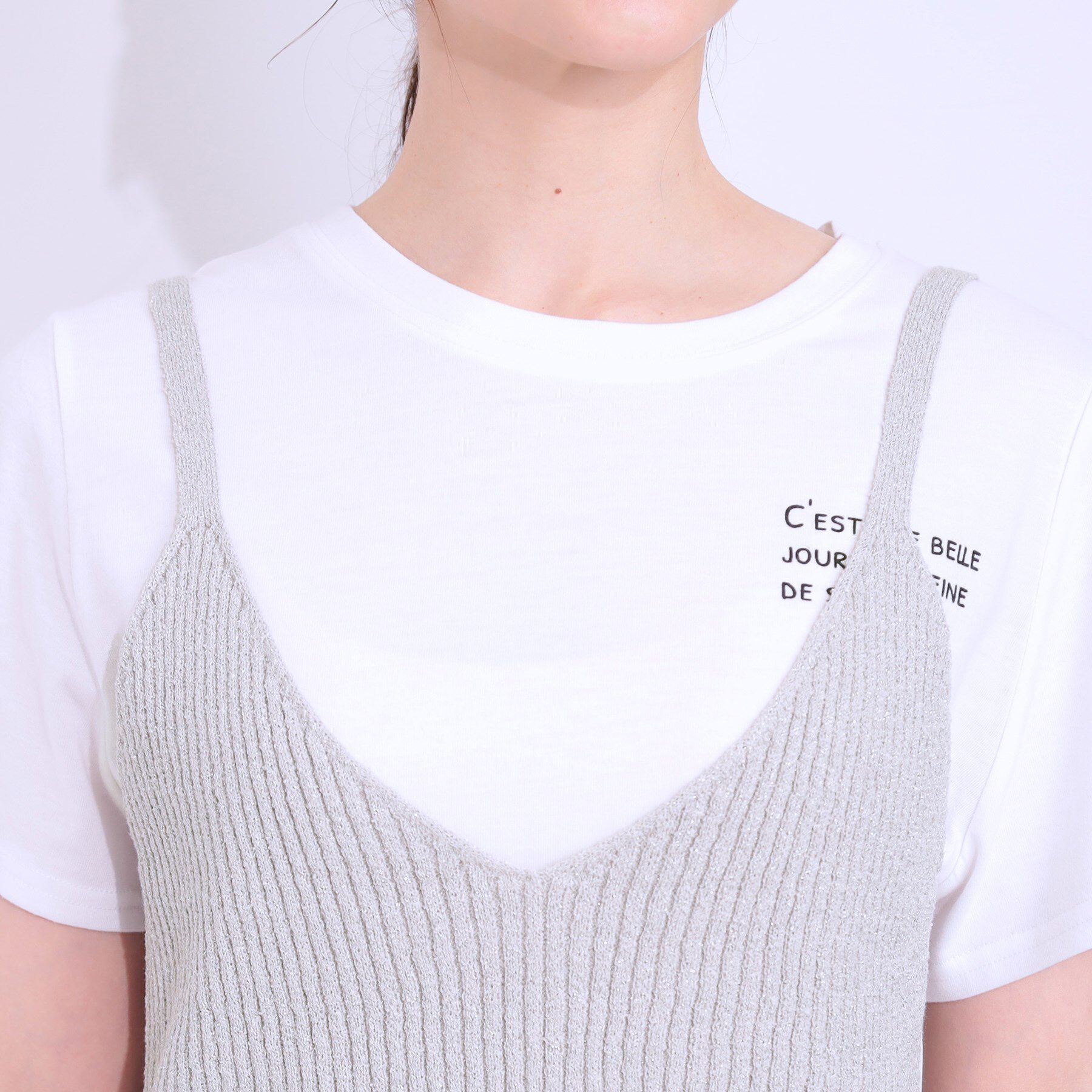 SHOO･LA･RUE「【S-LL/2点セット】ラメニットキャミ＆ロゴTシャツ」|その他|