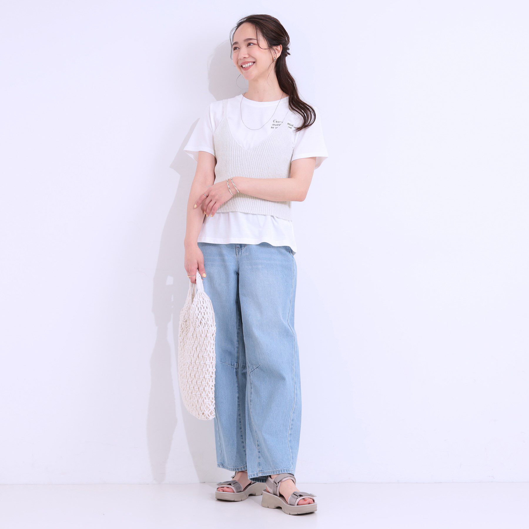 SHOO･LA･RUE「【S-LL/2点セット】ラメニットキャミ＆ロゴTシャツ」|その他|