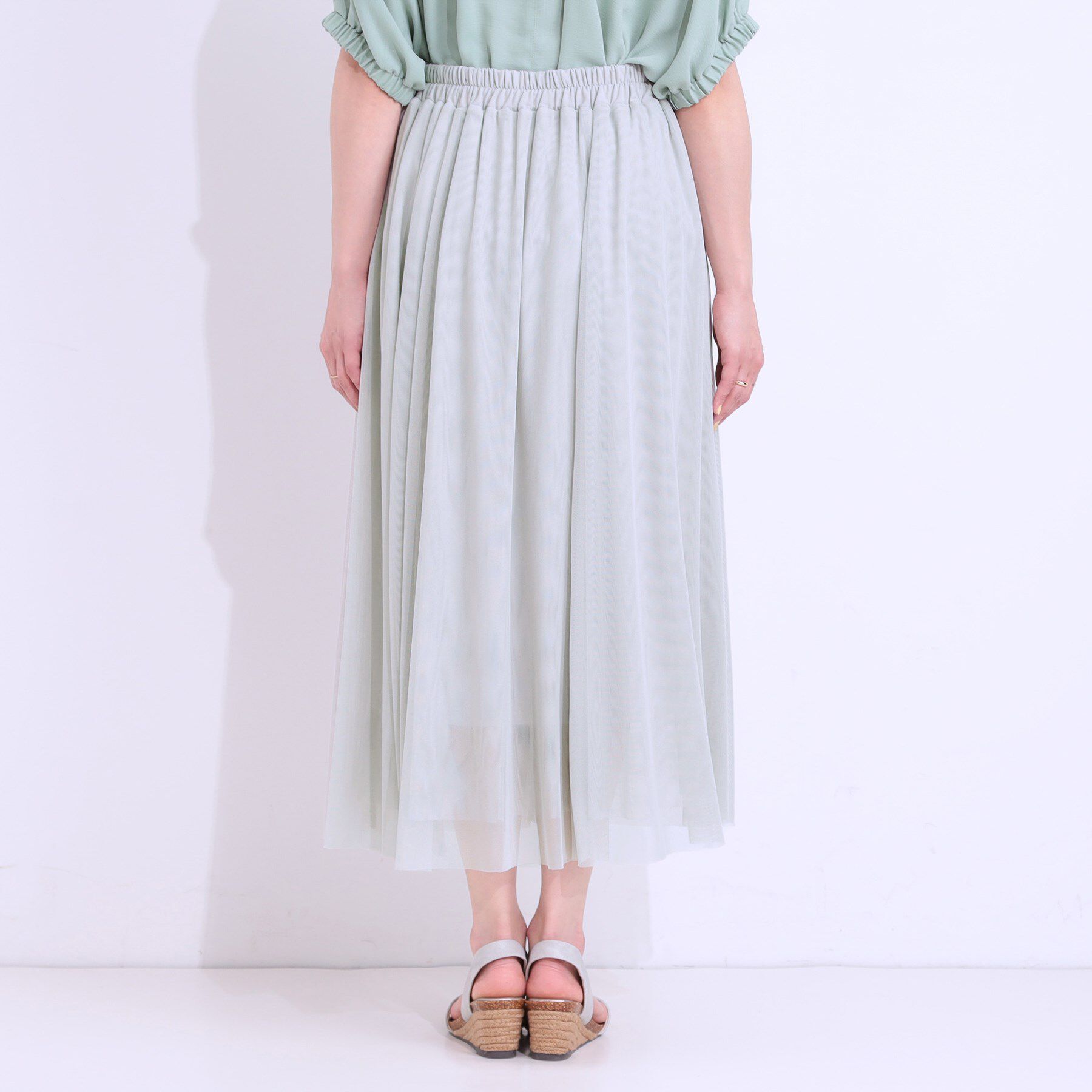 SHOO･LA･RUE「【S-LL】歩くたび揺れる姿が美しい とろみチュールスカート」|スカート|