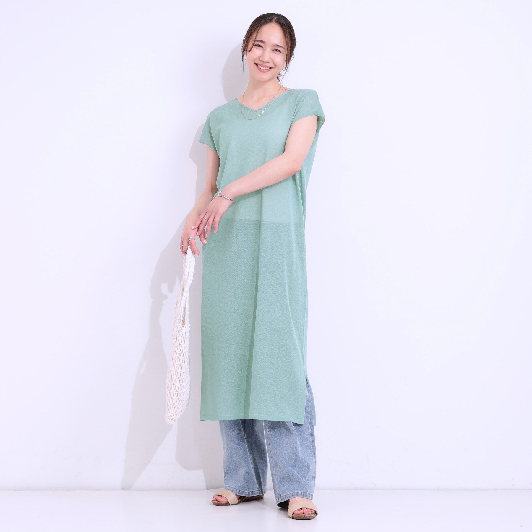 SHOO･LA･RUE「【洗える/S-LL】大人のシアーニットワンピース」|ワンピース|