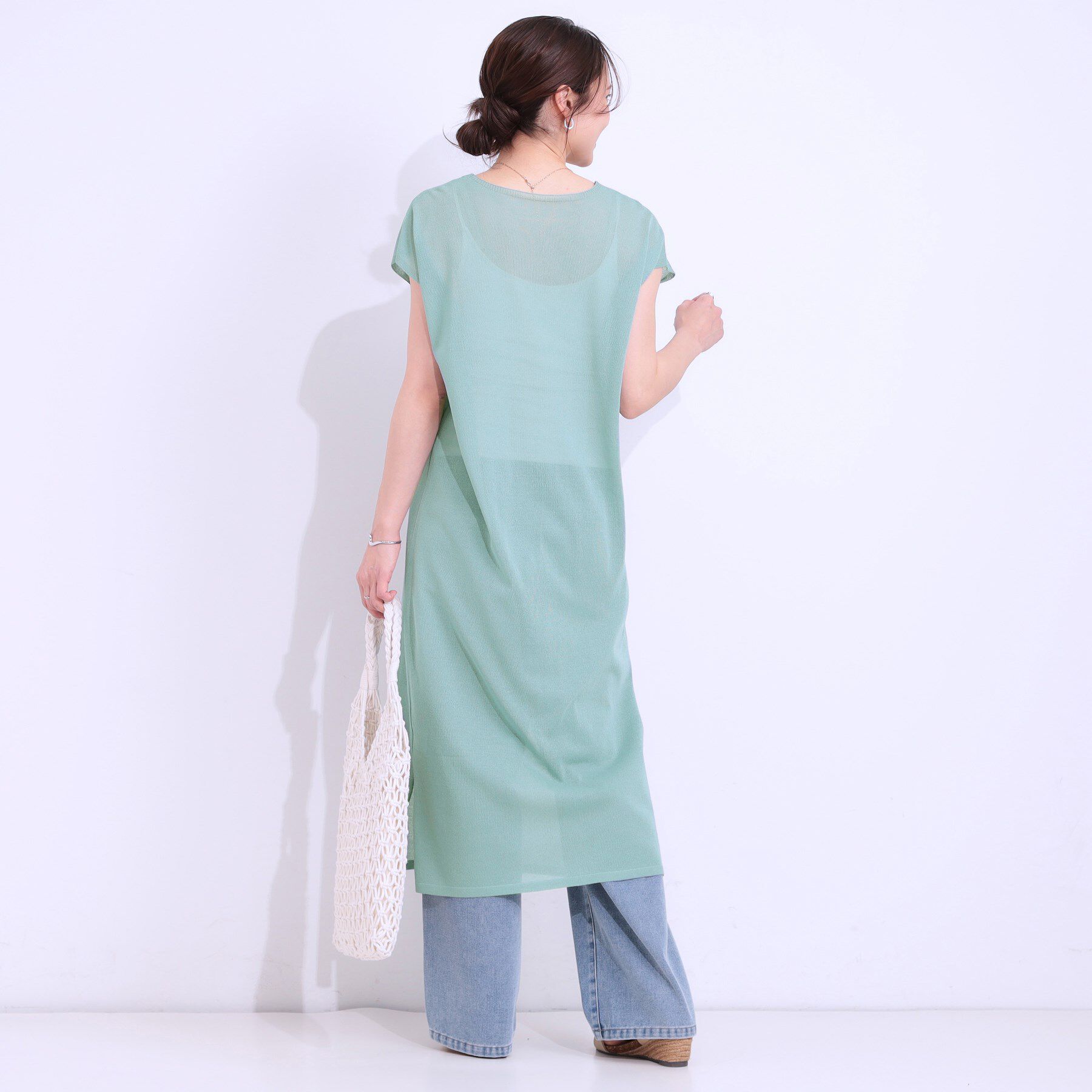 SHOO･LA･RUE「【洗える/S-LL】大人のシアーニットワンピース」|ワンピース|