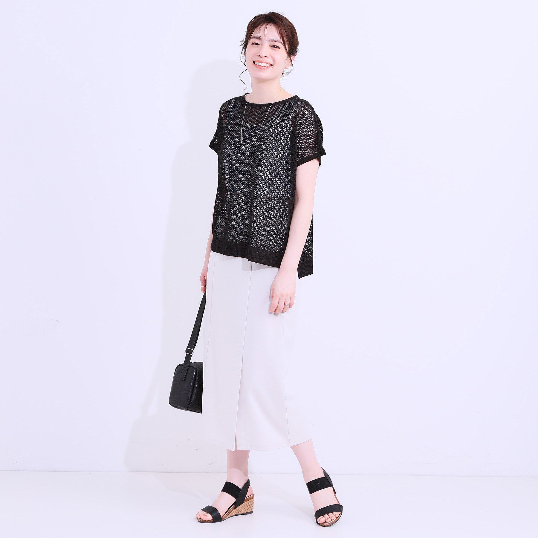 SHOO･LA･RUE「【S-LL/2点セット】程よいラメが上品 透かしニット＋タンクトップ」|ニット・セーター|