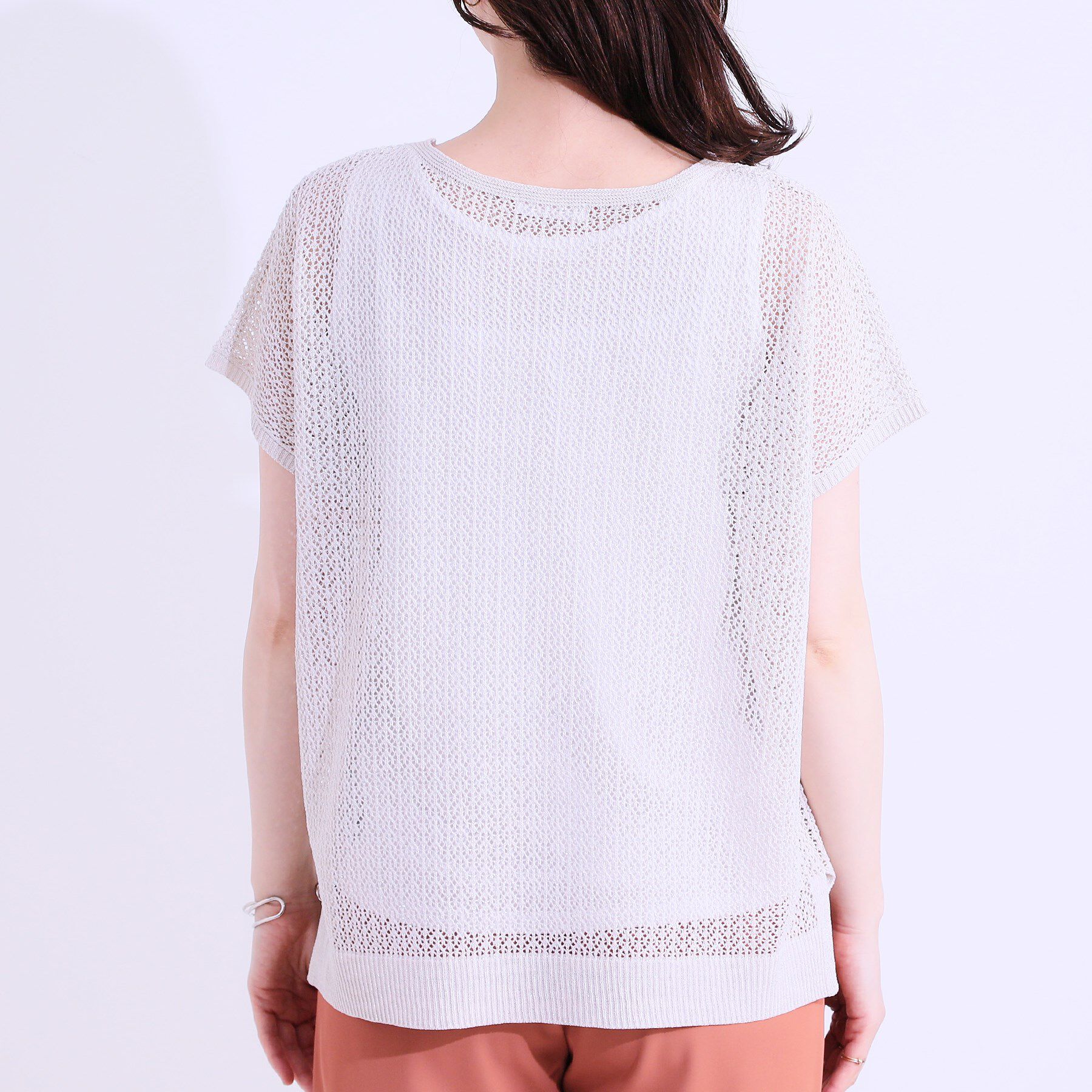 SHOO･LA･RUE「【S-LL/2点セット】程よいラメが上品 透かしニット＋タンクトップ」|ニット・セーター|