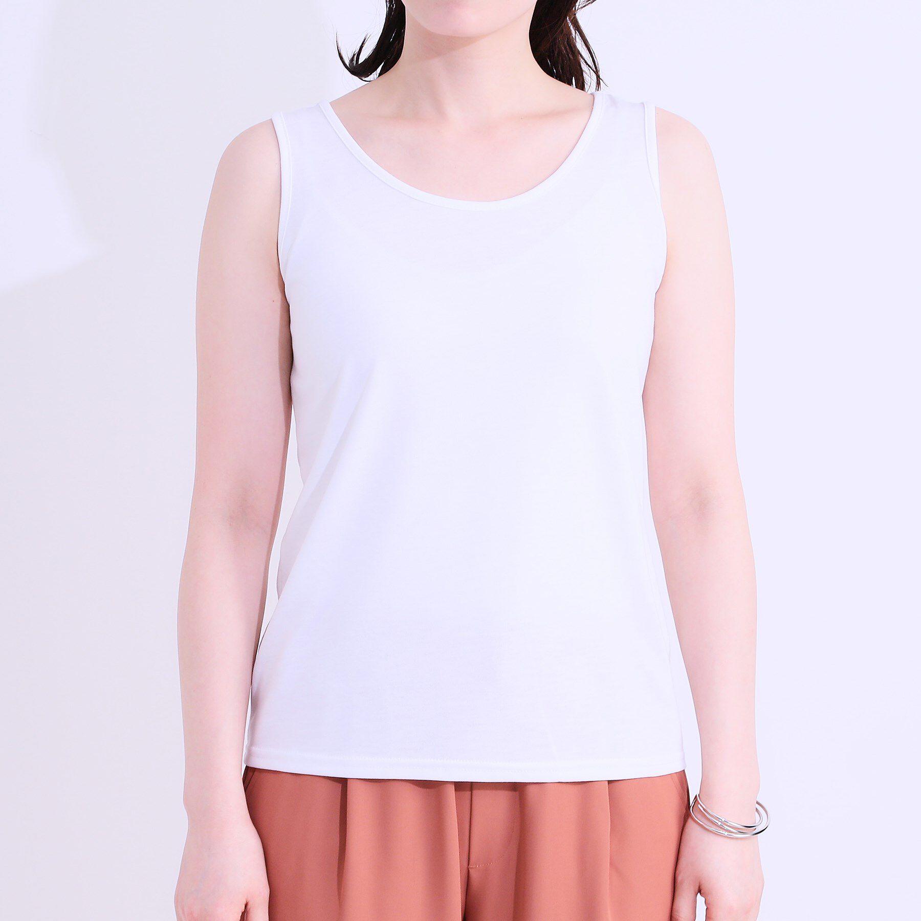 SHOO･LA･RUE「【S-LL/2点セット】程よいラメが上品 透かしニット＋タンクトップ」|ニット・セーター|