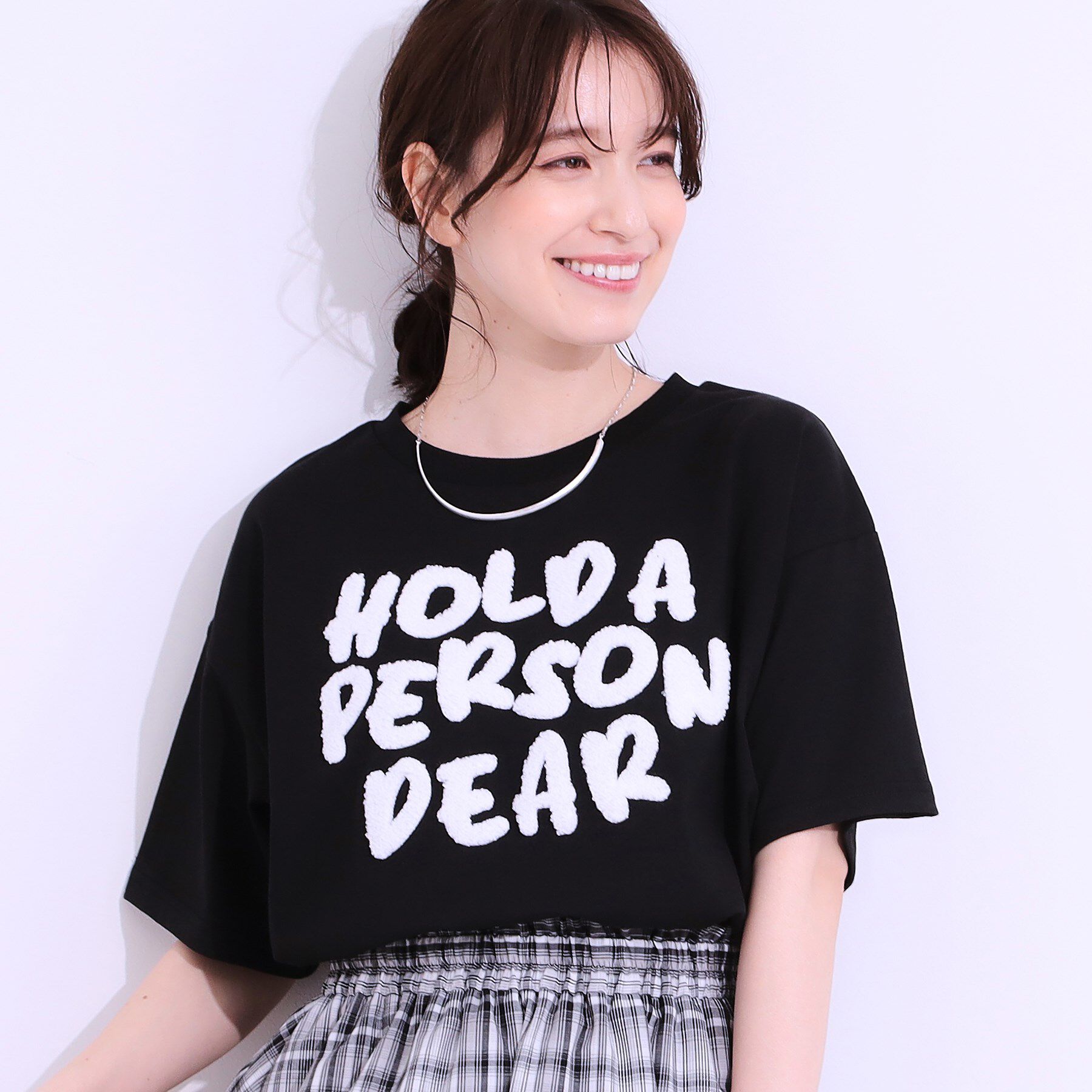 SHOO･LA･RUE「【洗える/S-LL】サガラ刺繍アソートTシャツ」|Tシャツ・カットソー|ブラック(419)