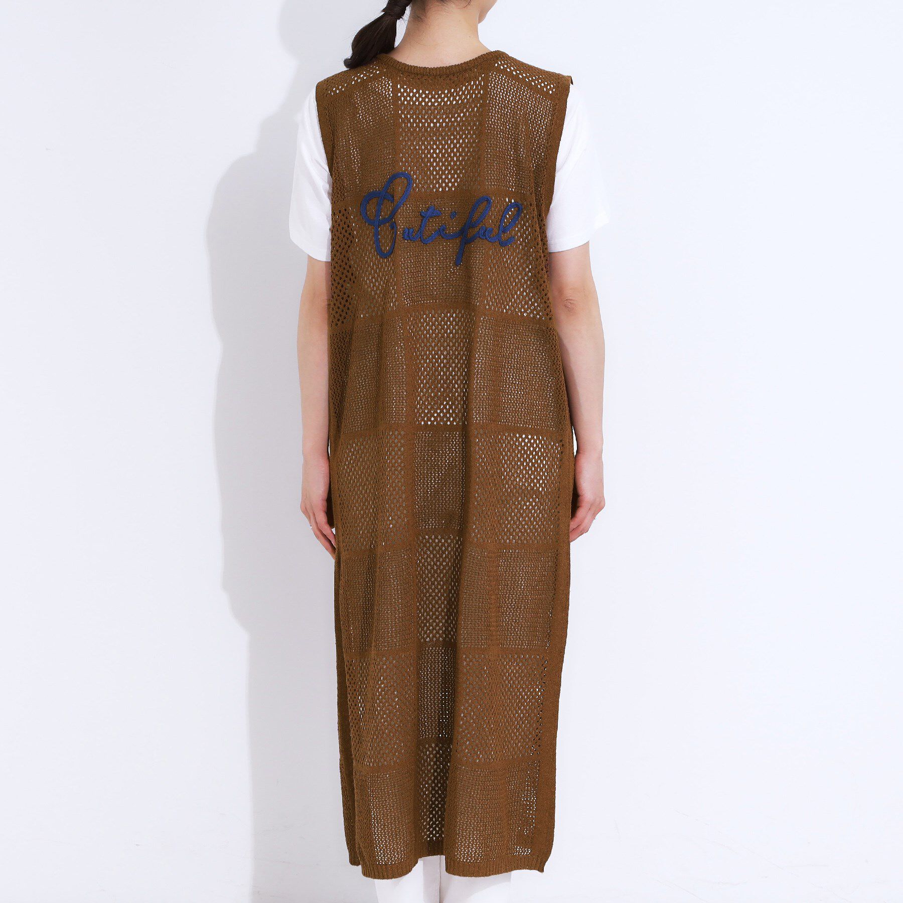 SHOO･LA･RUE「【前後2WAY】リネンライクブークレ パッチワーク風ニットワンピース」|ワンピース|