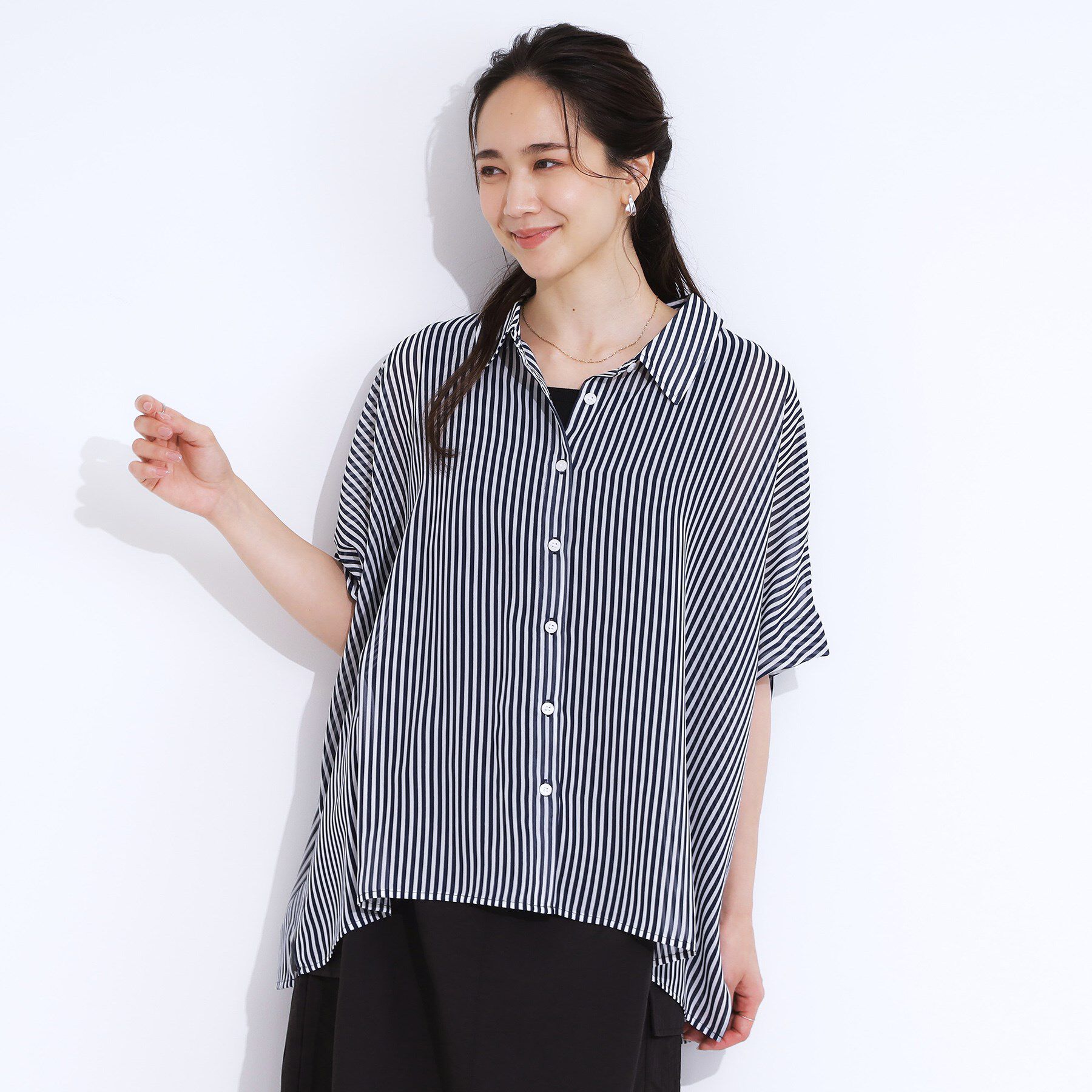 SHOO･LA･RUE「大人のシアー感 ゆるさらポンチョシャツ」|シャツ・ブラウス|