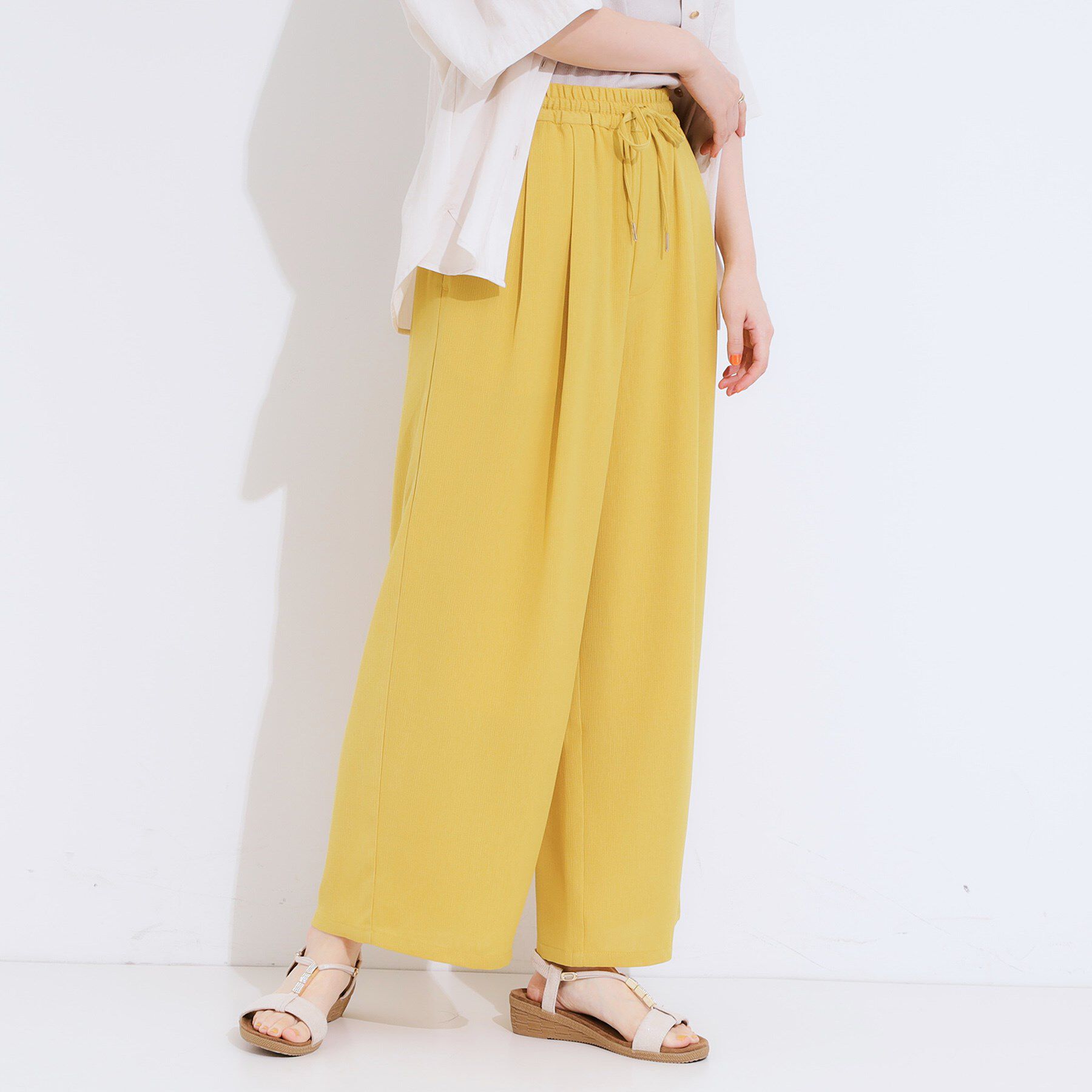 SHOO･LA･RUE「【S-LL/ひんやり】さらりと涼やか イージーワイドパンツ」|その他|