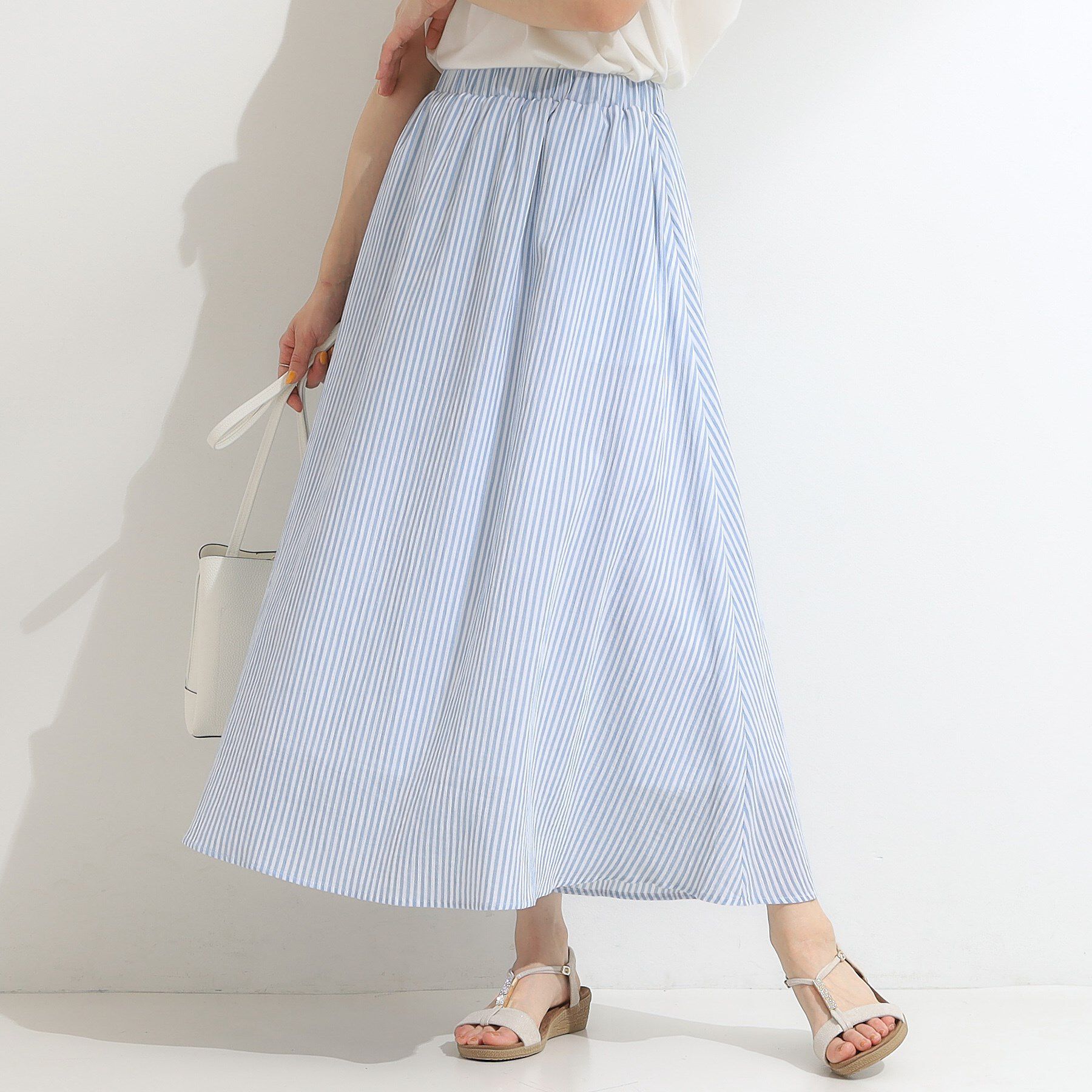 SHOO･LA･RUE「ふんわり軽やか ストライプギャザースカート」|スカート|