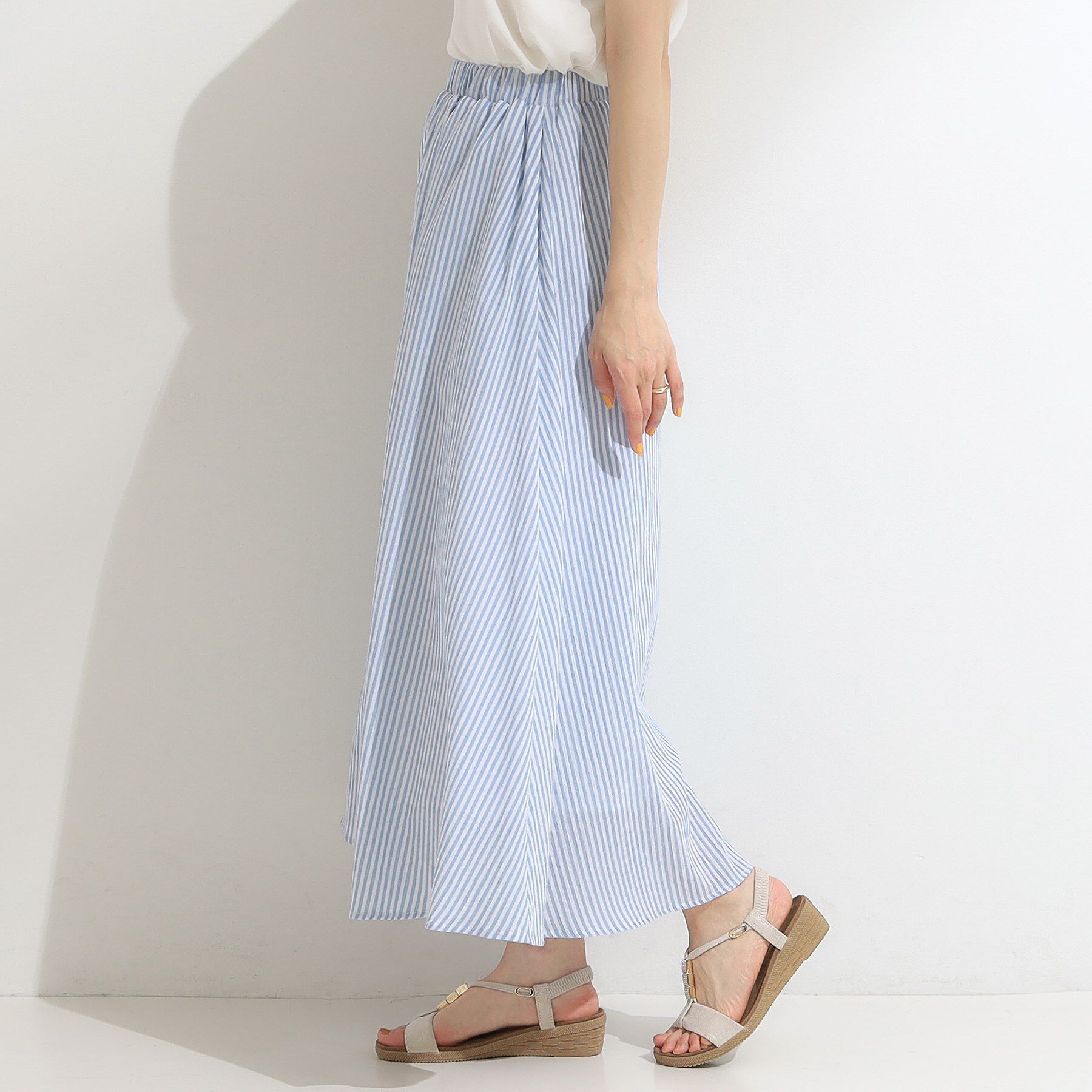 SHOO･LA･RUE「ふんわり軽やか ストライプギャザースカート」|スカート|