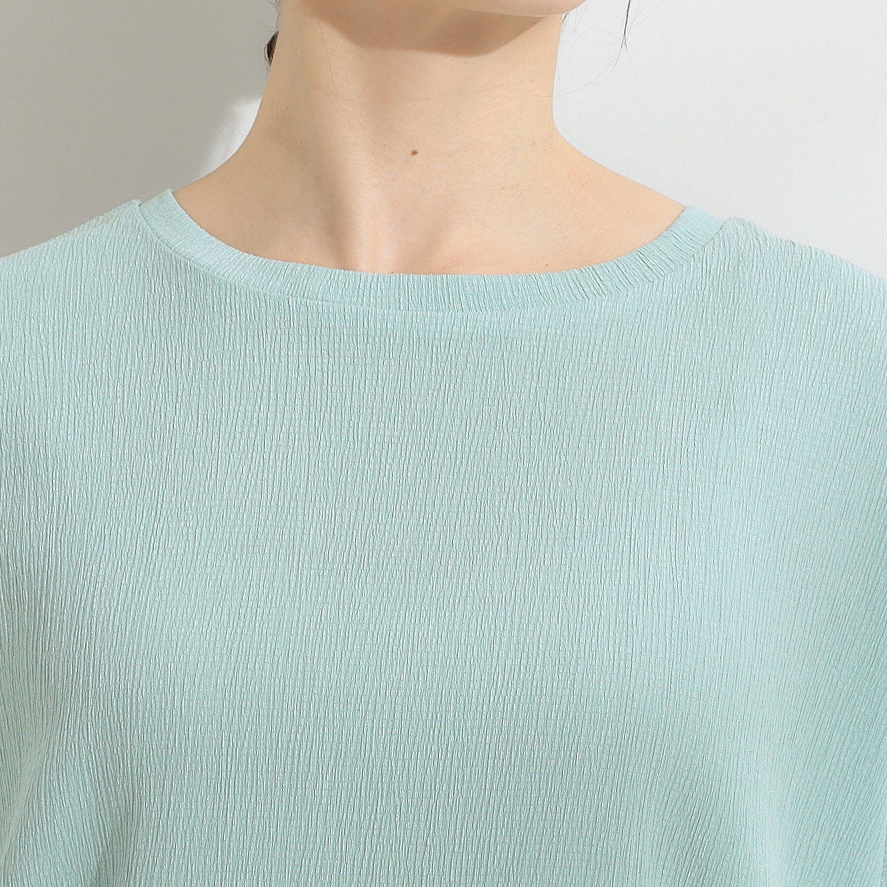 SHOO･LA･RUE「【S-LL】ブラウス見えする 軽やかな着心地の しぼしぼトップス」|Tシャツ・カットソー|