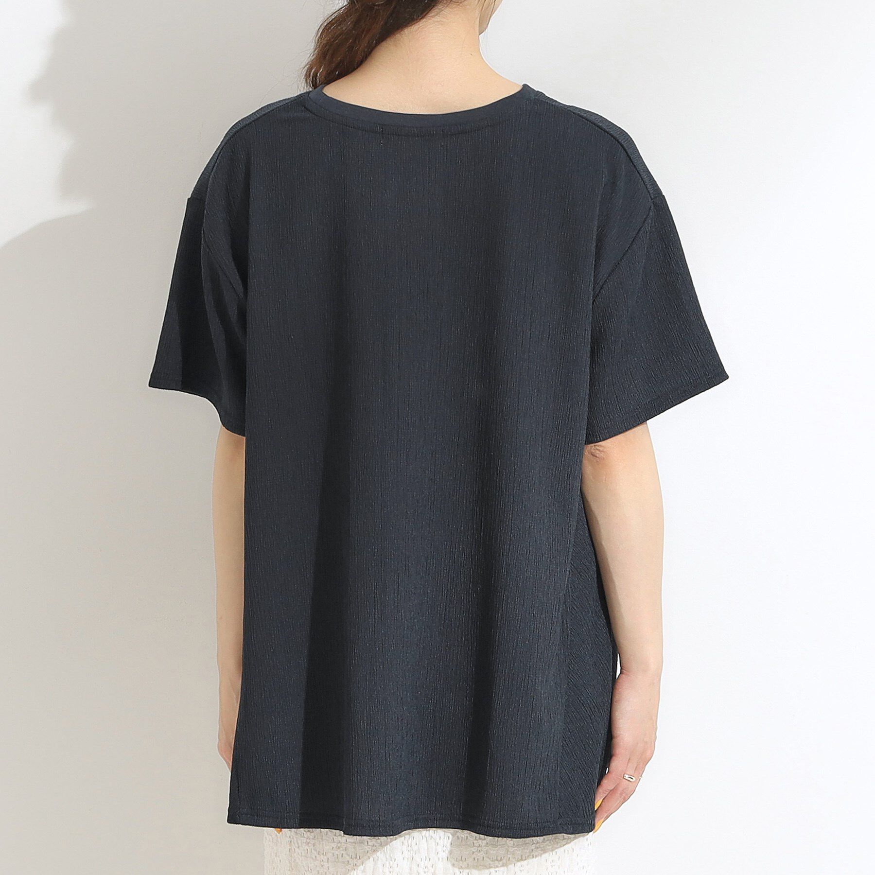 SHOO･LA･RUE「【S-LL/洗える/体型カバー/5分袖】涼しくきれいに決まる Aライントップス」|Tシャツ・カットソー|
