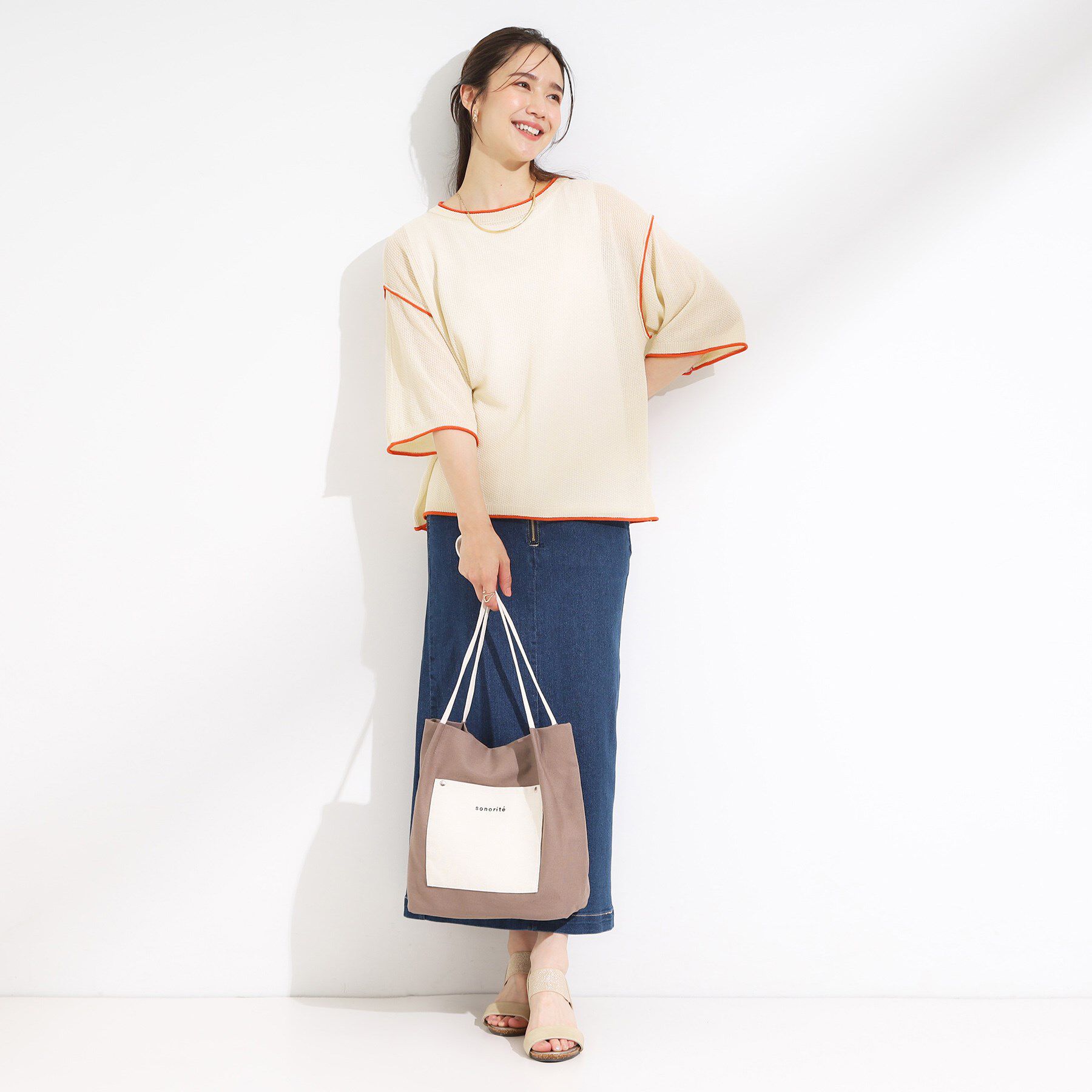 SHOO･LA･RUE「【S-LL/2点セット】配色使いがアクセント 半袖ニット+タンクトップ」|その他|