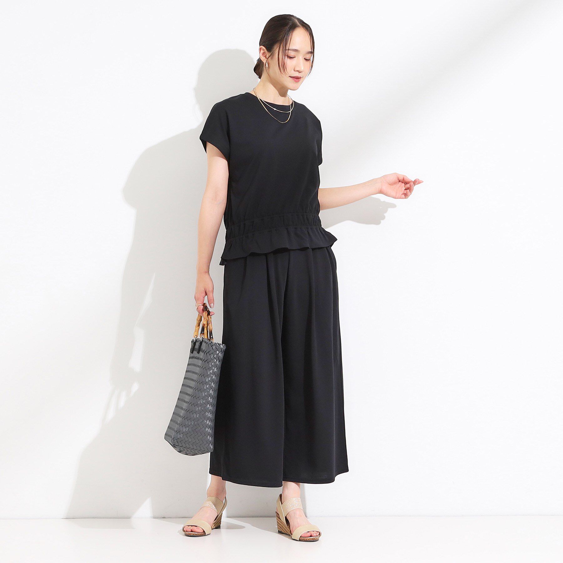 SHOO･LA･RUE「【ひんやり/2点セット】コーデに悩まず決まる トップス＋ガウチョパンツ」|スーツ|