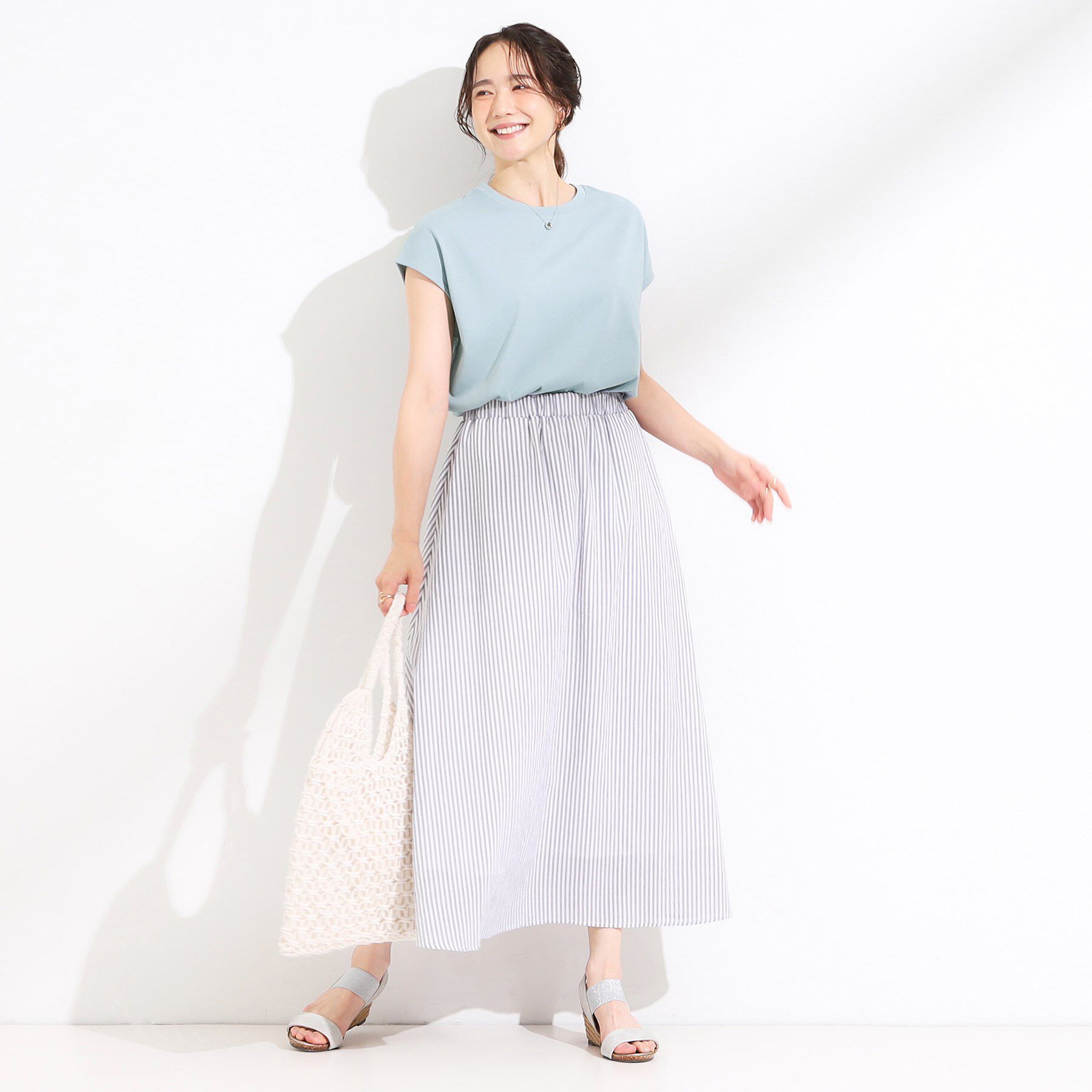 SHOO･LA･RUE「【S-LL/汗ジミ軽減/ひんやり/UV】インせず着られる フレンチスリーブTシャツ」|Tシャツ・カットソー|