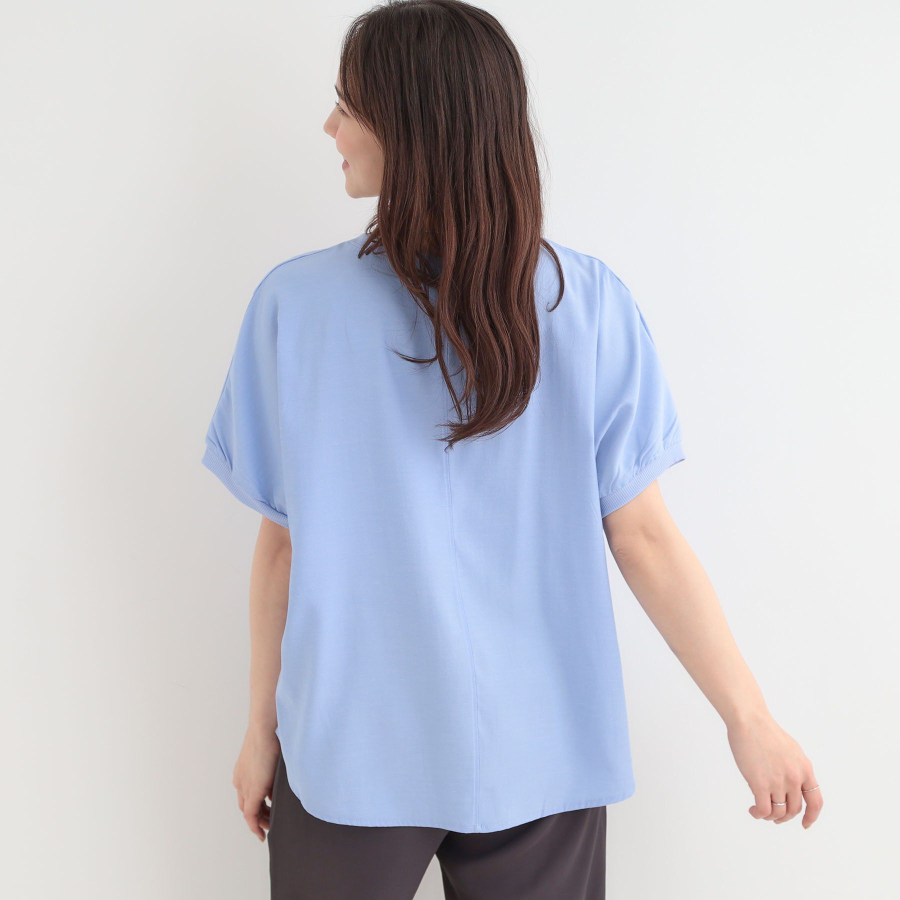 SHOO･LA･RUE「【ひんやり/洗濯後しわになりにくい】リブ切り替えドルマンブラウス」|シャツ・ブラウス|