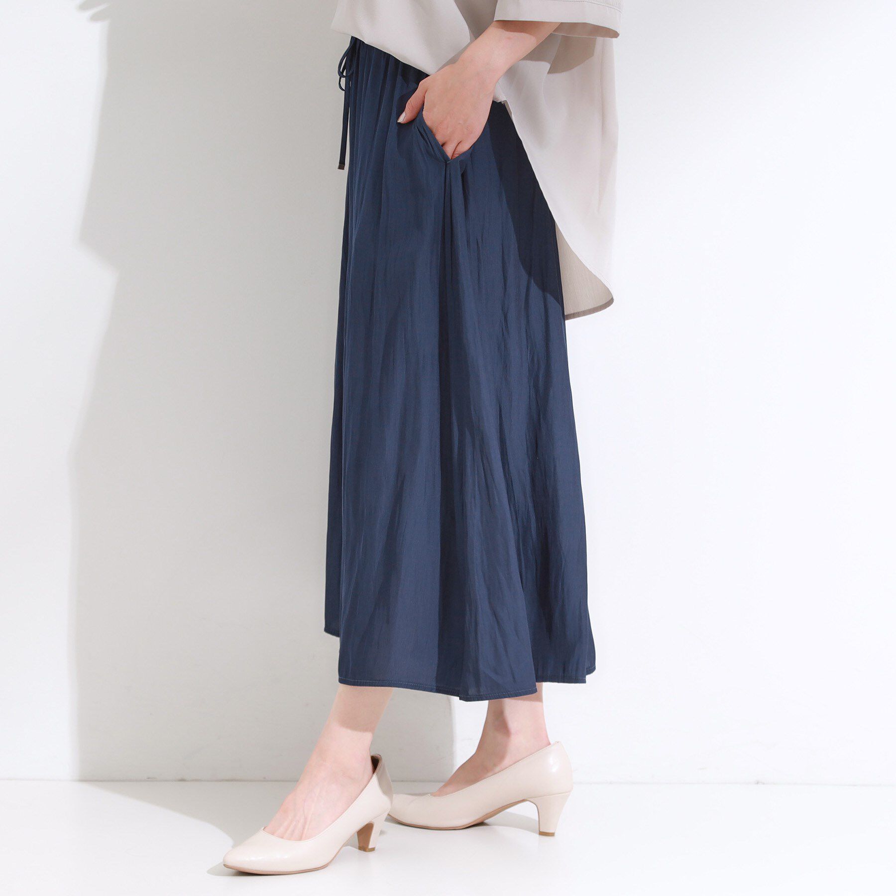 SHOO･LA･RUE「【S-LL/裏地ひんやり】スカート見えで上品に マットサテンスカーチョ」|その他|