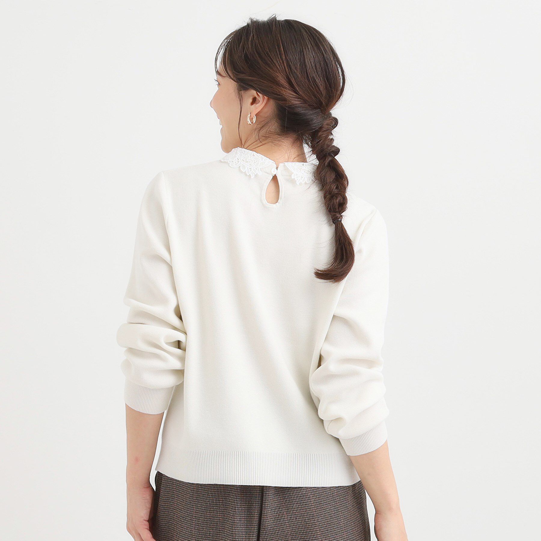 SHOO･LA･RUE「【襟取り外し可/S-LL】上品見え レース襟ニット」|ニット・セーター|