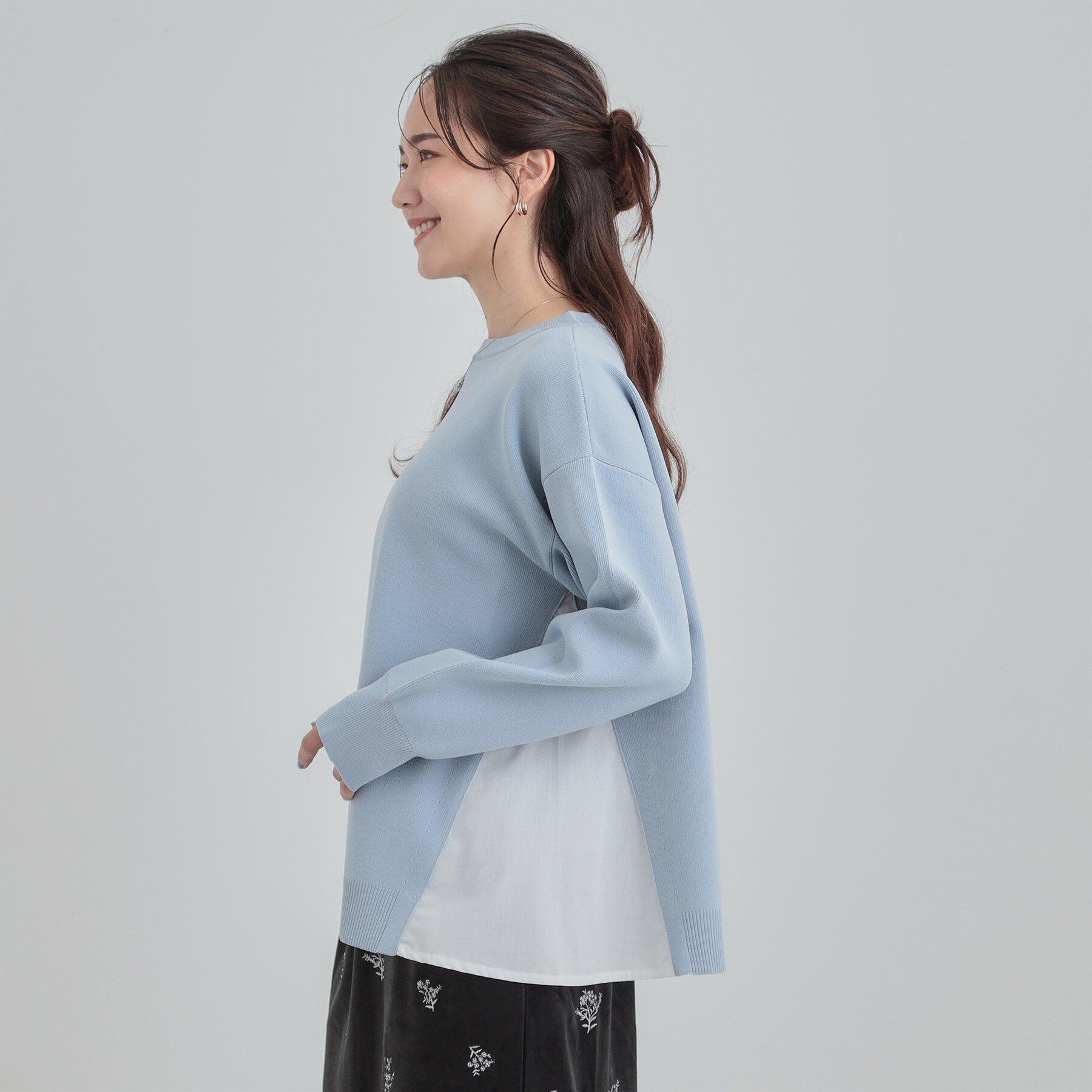 SHOO･LA･RUE「【洗濯機可/S-LL/体型カバー】横姿もきれい見え スポンディッシュ Aライントップス」|ニット・セーター|