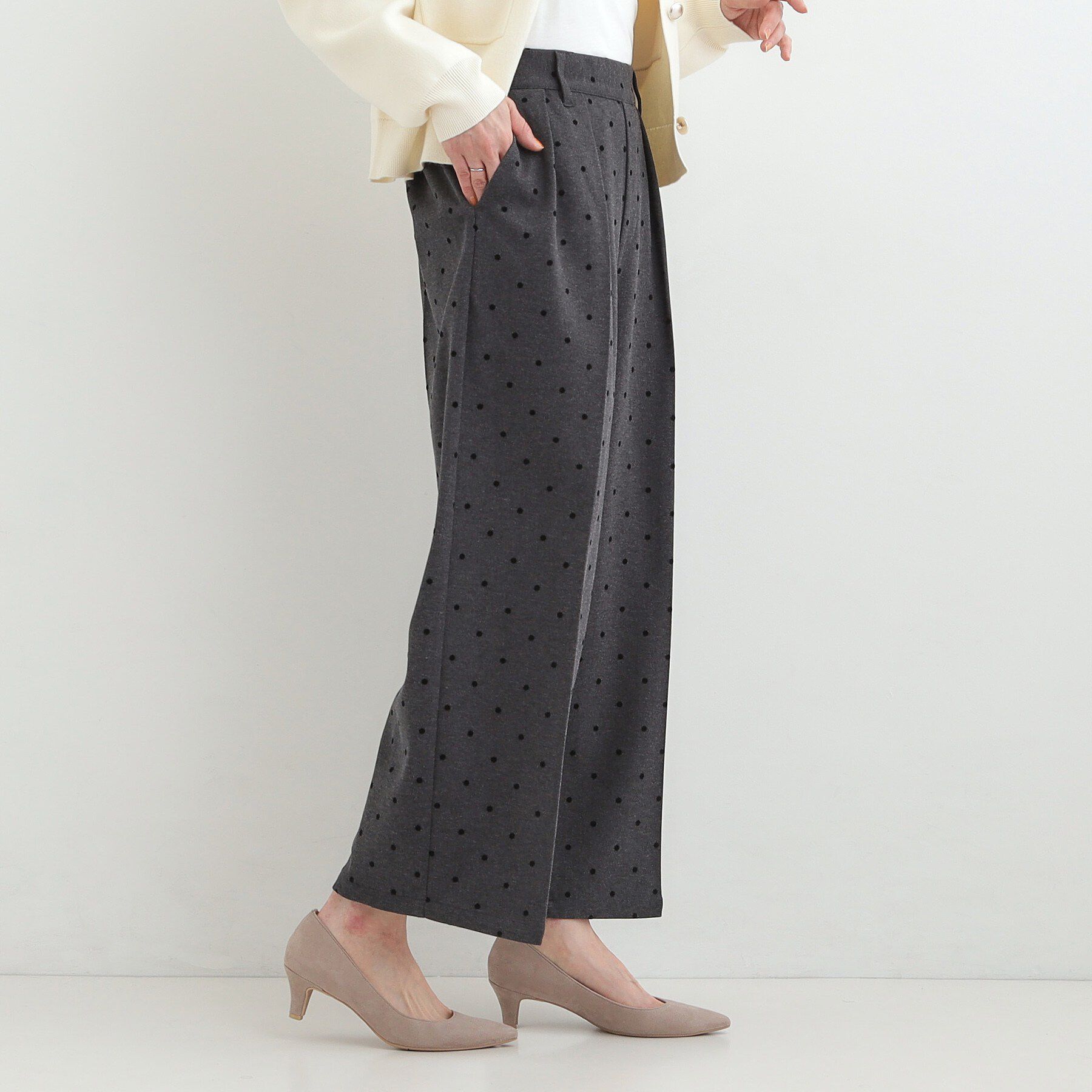 SHOO･LA･RUE「【S-LL】きれい見えも叶う フロッキードットワイドパンツ」|その他|