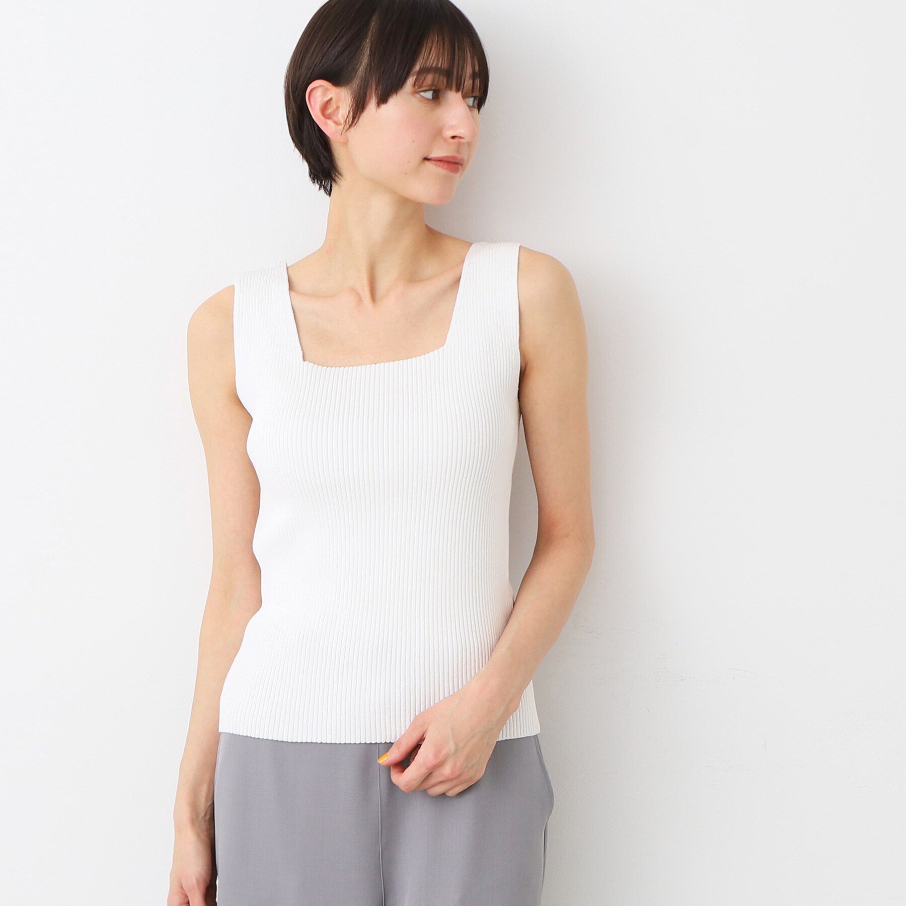 Dessin「【洗える】ニットリブタンクトップ」|キャミソール|