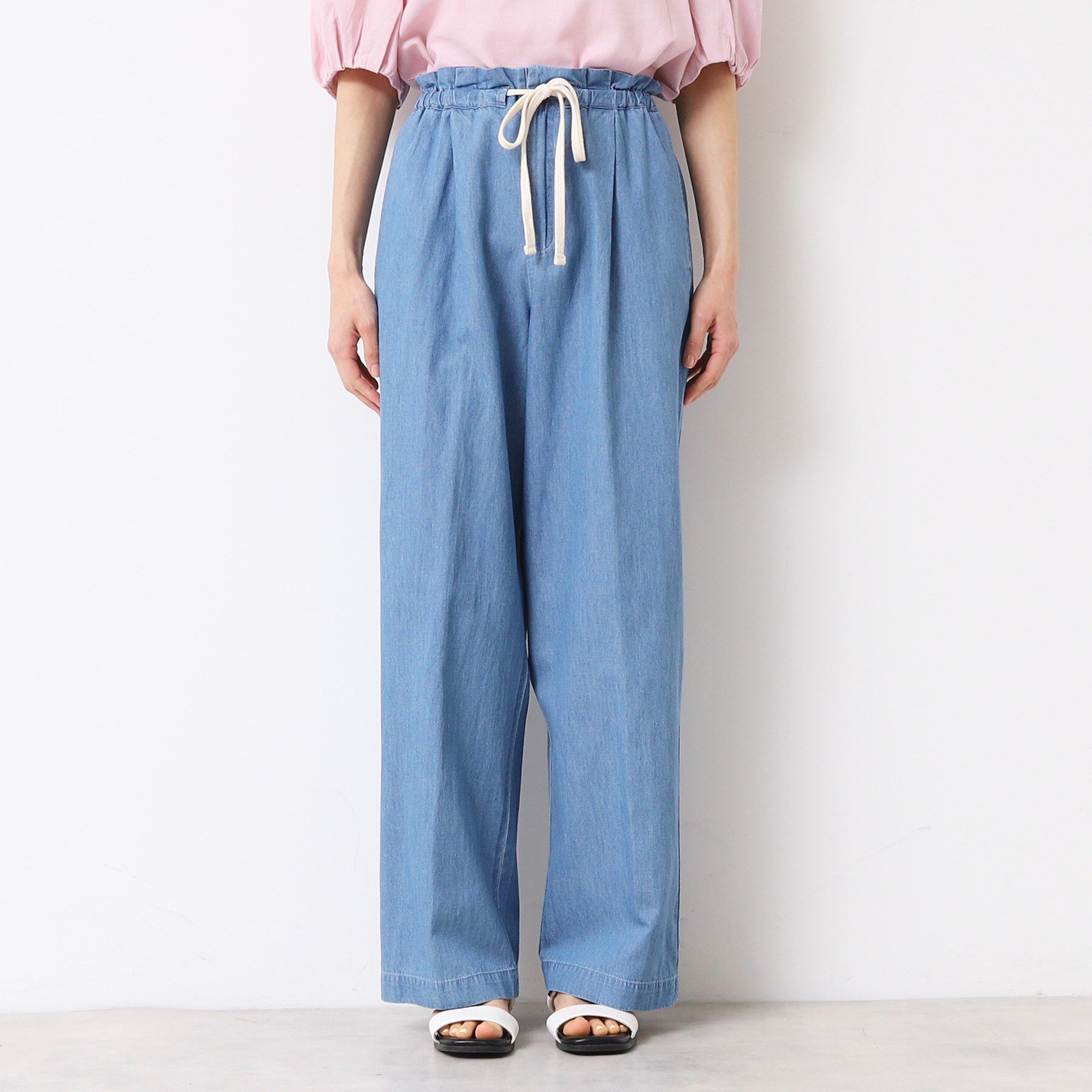Dessin「【ウエストゴム・洗える】リネンブレンドデニム調イージーパンツ（XS～L）」|その他|