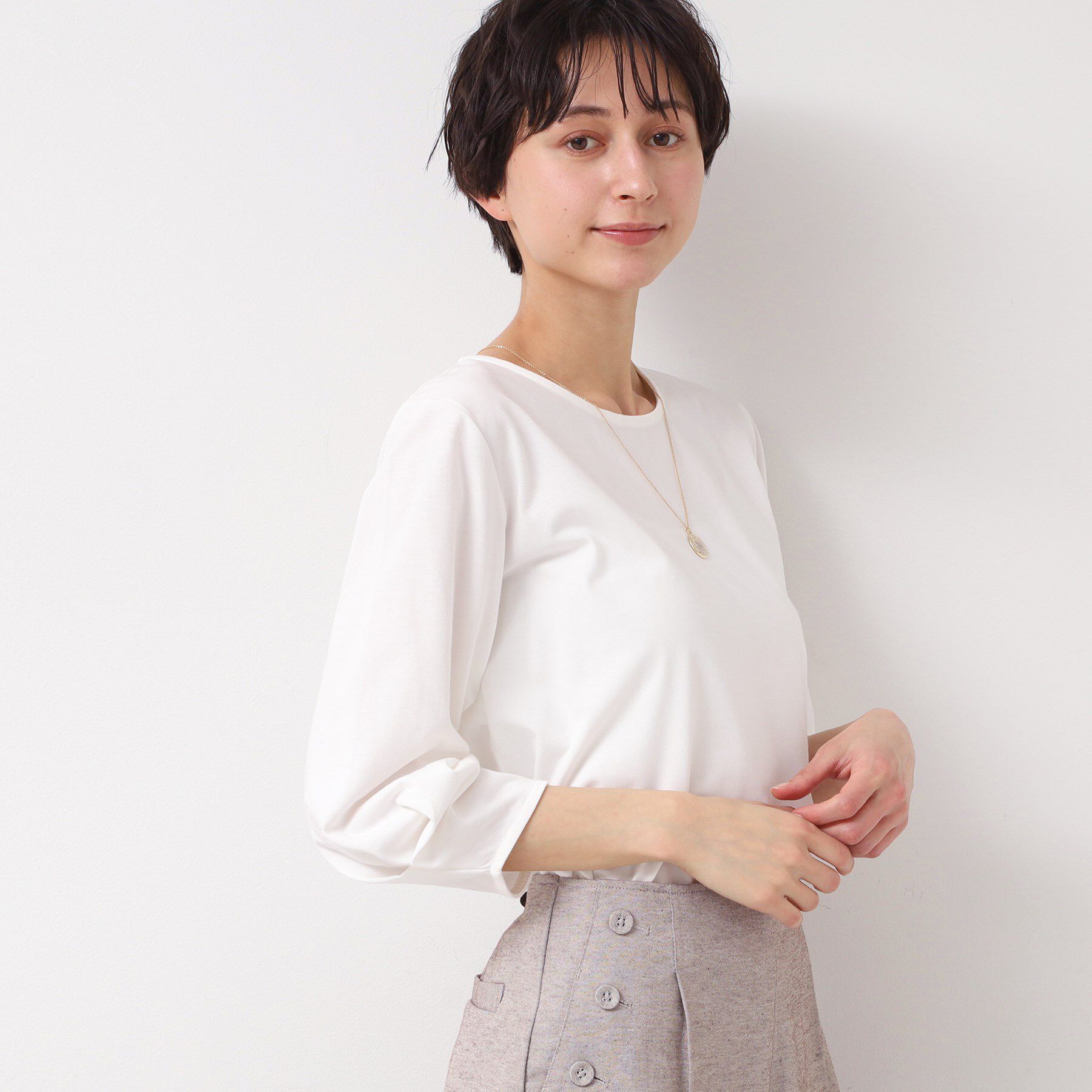 Dessin「【接触冷感・UV・洗える】袖ニュアンスカットソー」|Tシャツ・カットソー|