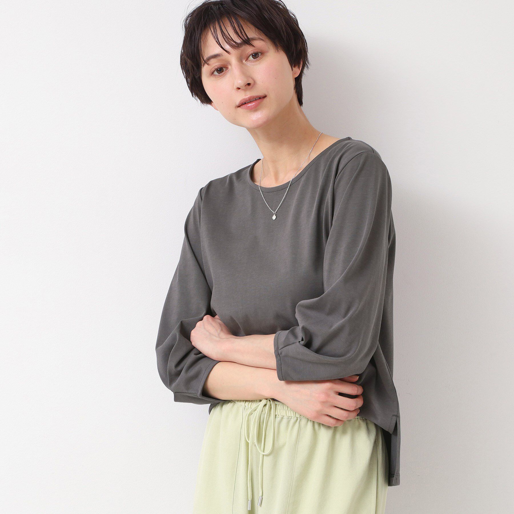 Dessin「【接触冷感・UV・洗える】袖ニュアンスカットソー」|Tシャツ・カットソー|