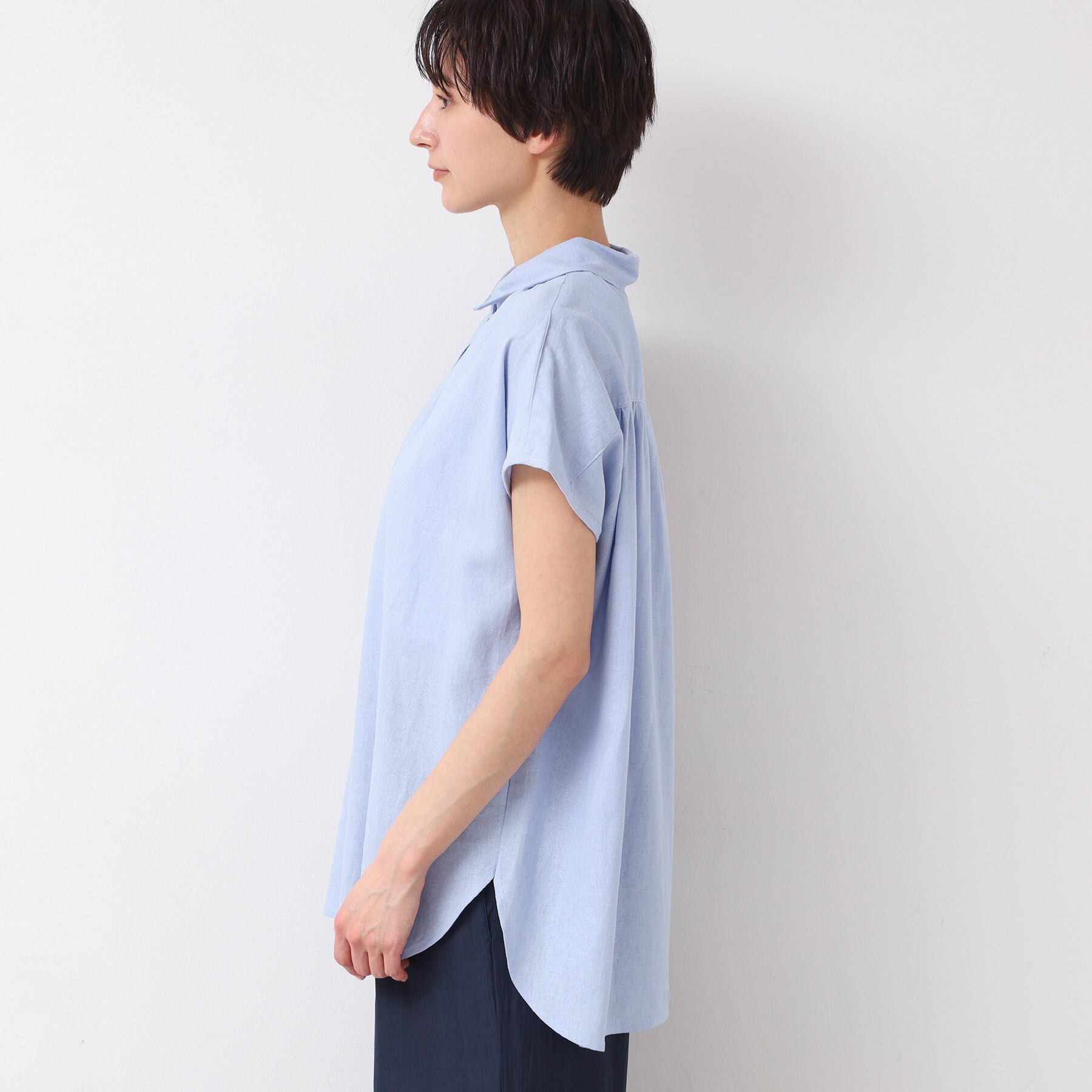 Dessin「【洗える】シャツカラーフレンチスリーブブラウス（XS～L）」|シャツ・ブラウス|