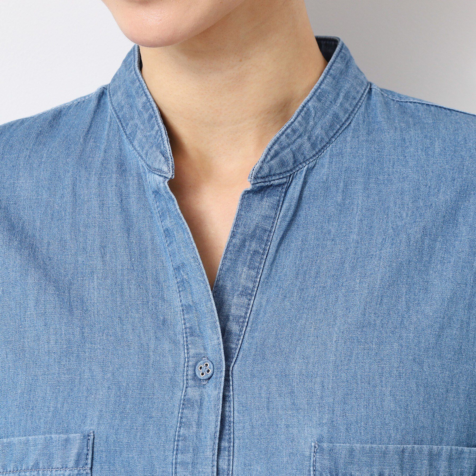 Dessin「【洗える】リネンブレンドデニム調シャツワンピース（S～L）」|ワンピース|