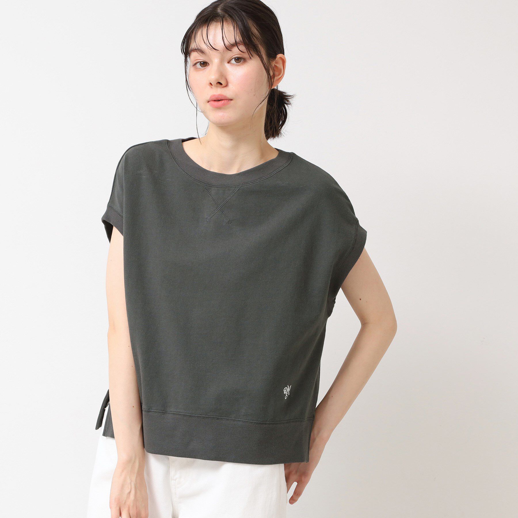 Dessin「【洗える】フレンチスリーブリブ付きカットソー（S～L）」|Tシャツ・カットソー|チャコールグレー(0