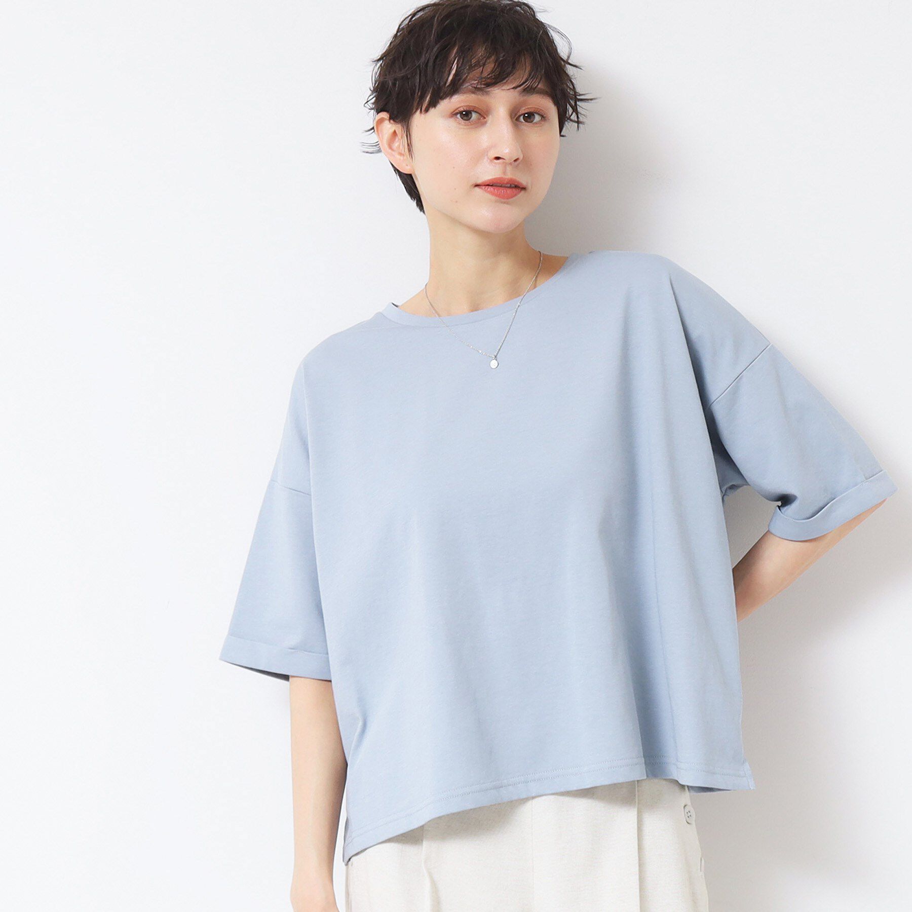 Dessin「【二の腕カバー/接触冷感/UV】ロールアップスリーブTシャツ（XS～L）」|Tシャツ・カットソー|