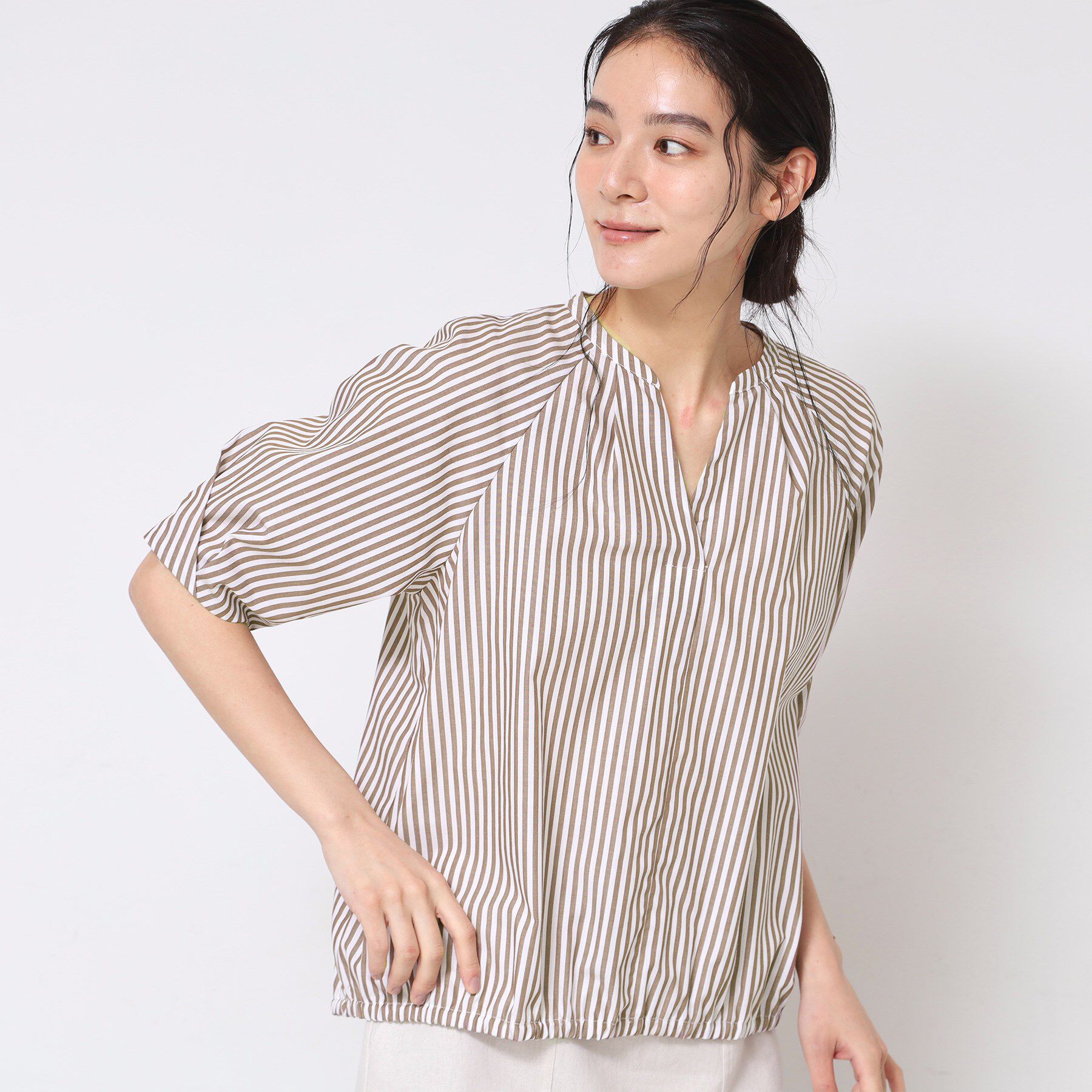 Dessin「【洗える・4サイズ展開】パフスリーブ五分袖ブラウス（XS～L）」|シャツ・ブラウス|