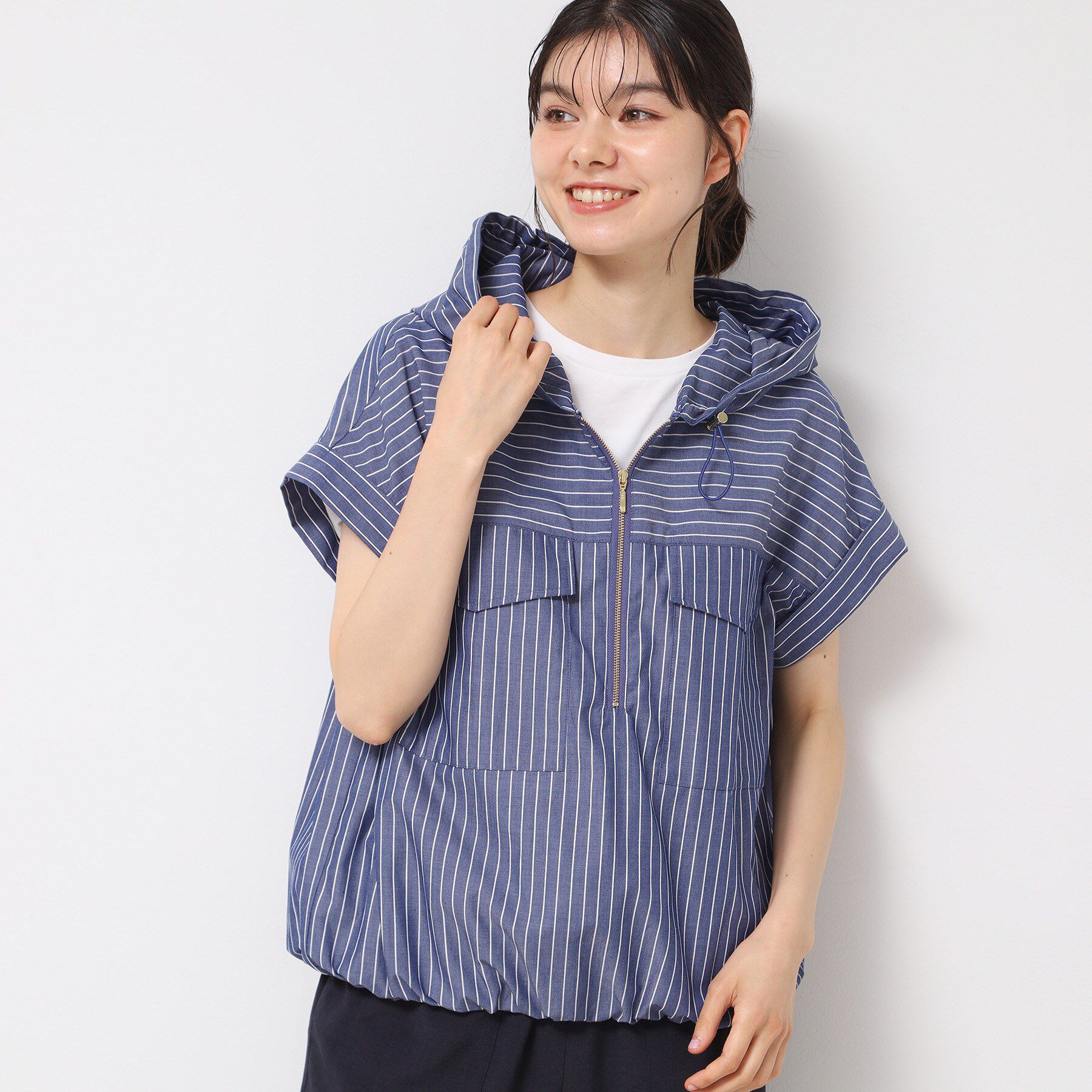 Dessin「【洗える】ハーフジップフーディーシャツ」|シャツ・ブラウス|