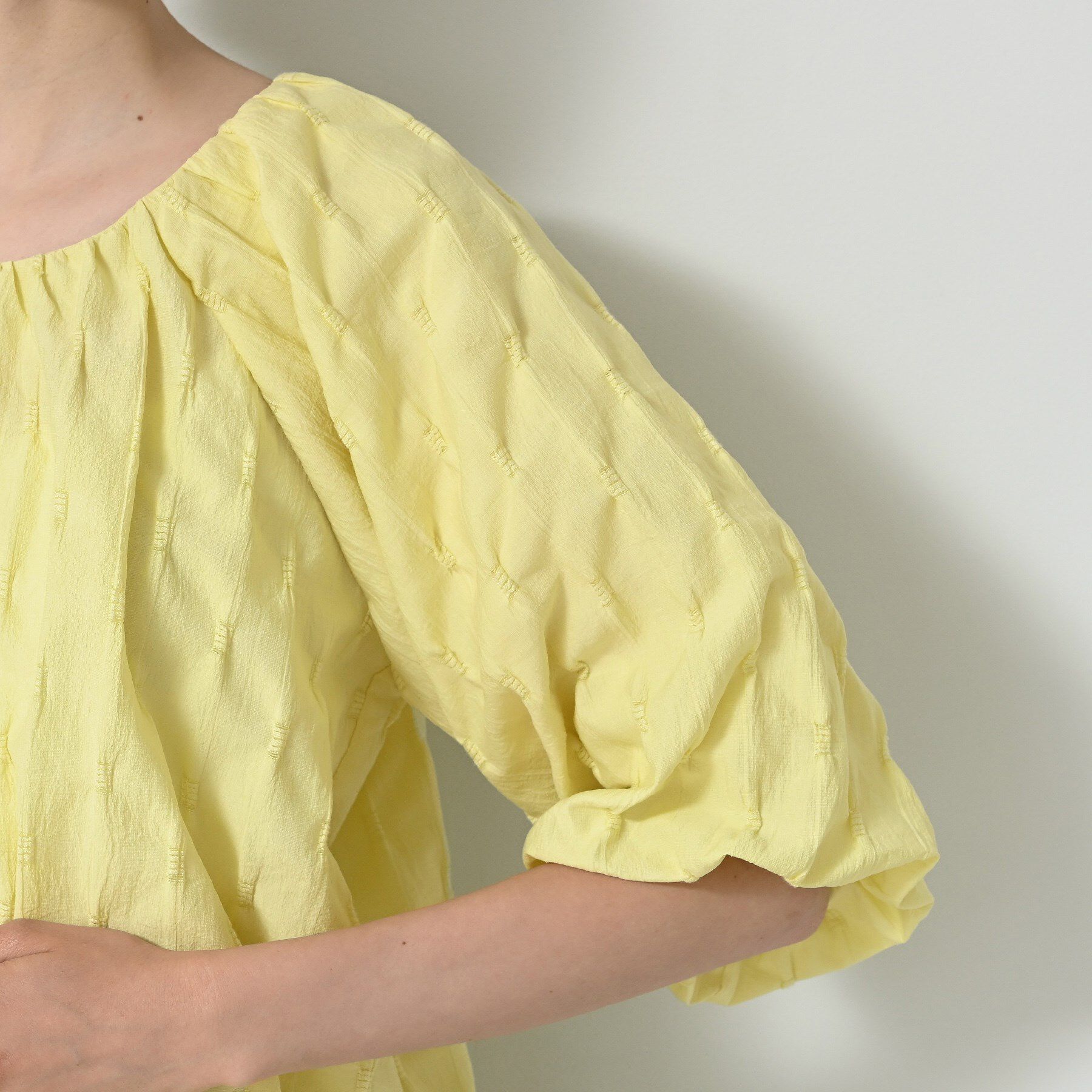 Dessin「【洗える／五分袖】バルーンスリーブジャガードブラウス」|シャツ・ブラウス|