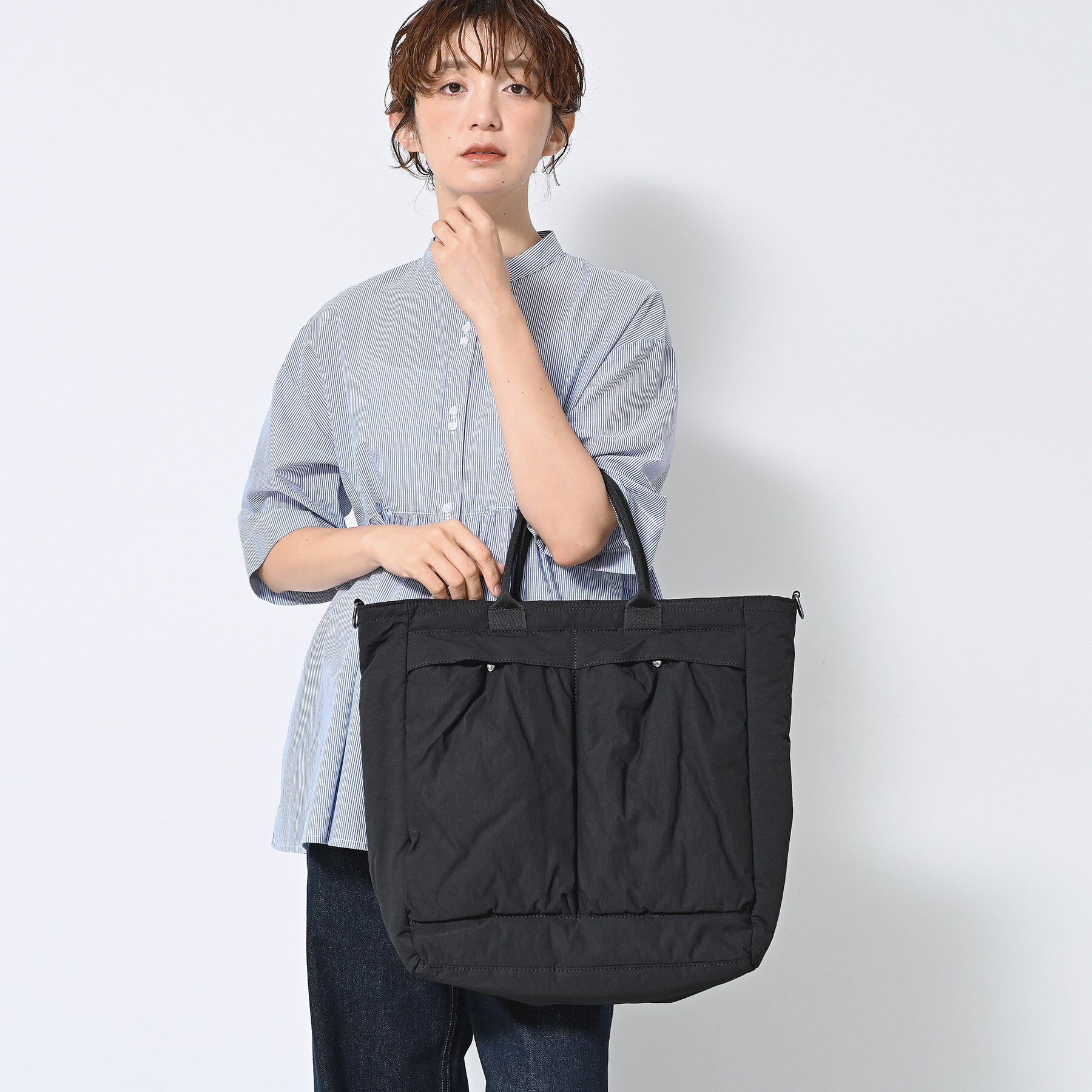 Dessin「【ユニセックス/2WAY/A4収納可】中綿入りトートバッグ」|トートバッグ|ブラック(019)