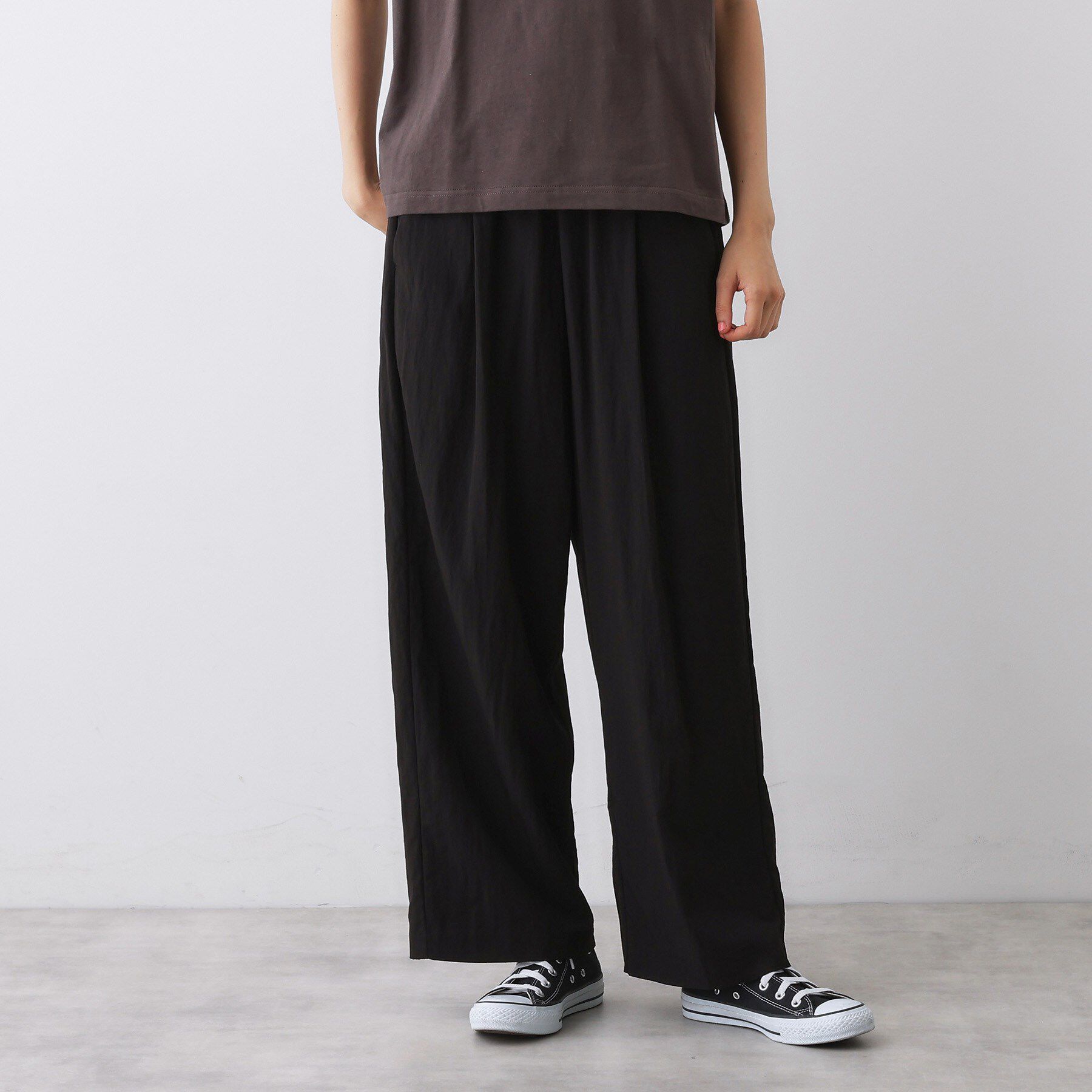 Dessin「【ウエストゴム/洗える】リラクシーナイロンパンツ」|その他|ブラック(019)