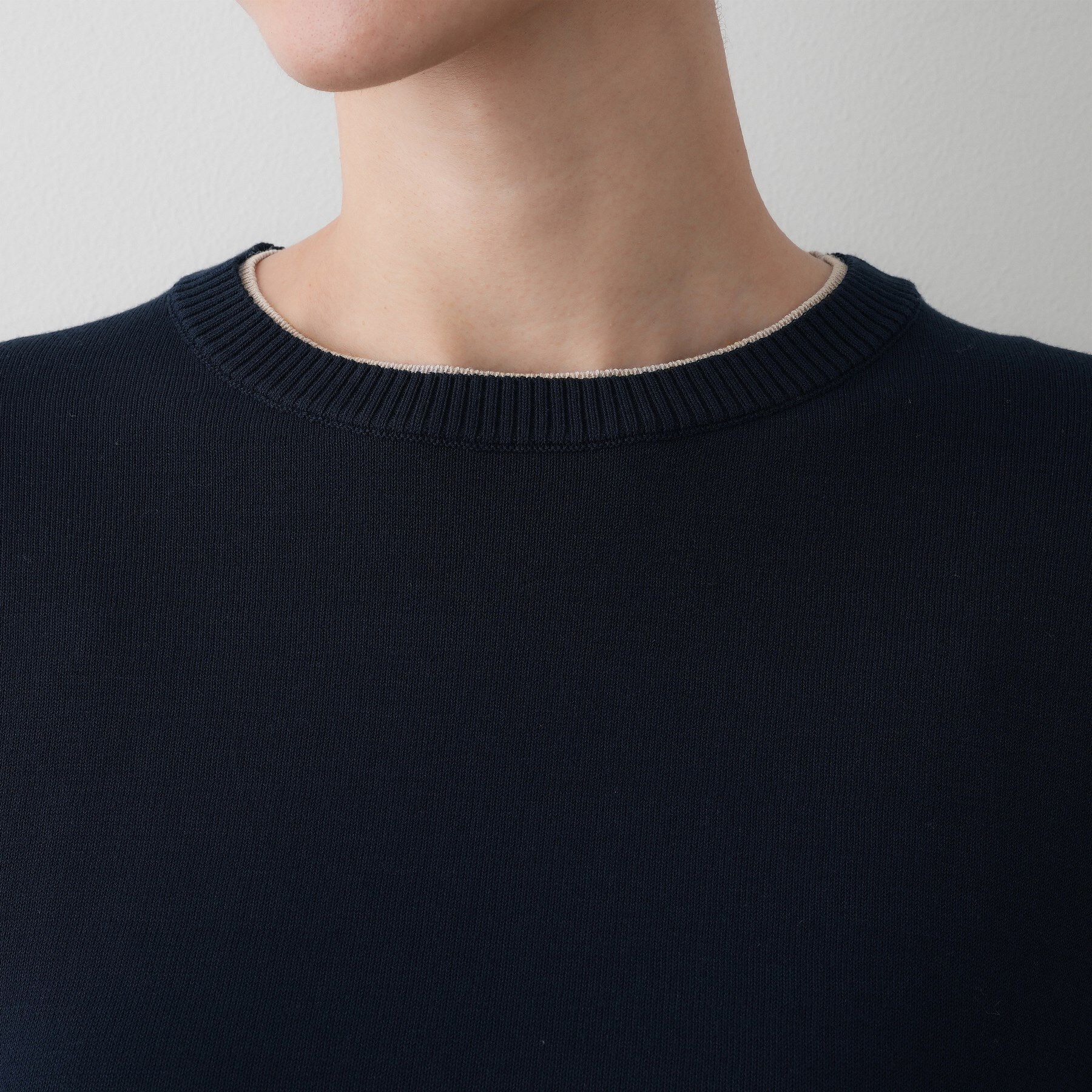 Dessin「【洗える】バイカラーショート丈ニット」|ニット・セーター|