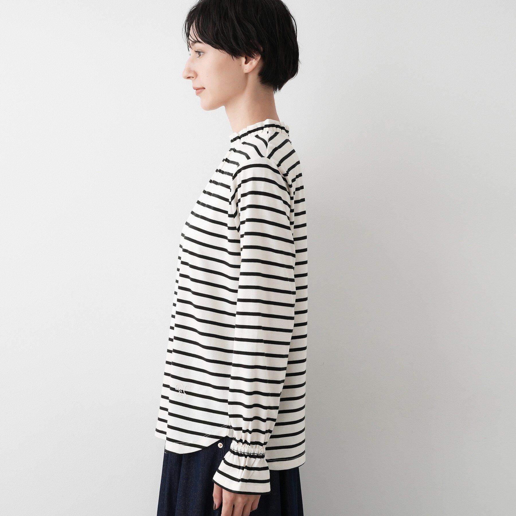 Dessin「【選べる首元デザイン/洗える】ネックフリルロングカットソー」|Tシャツ・カットソー|