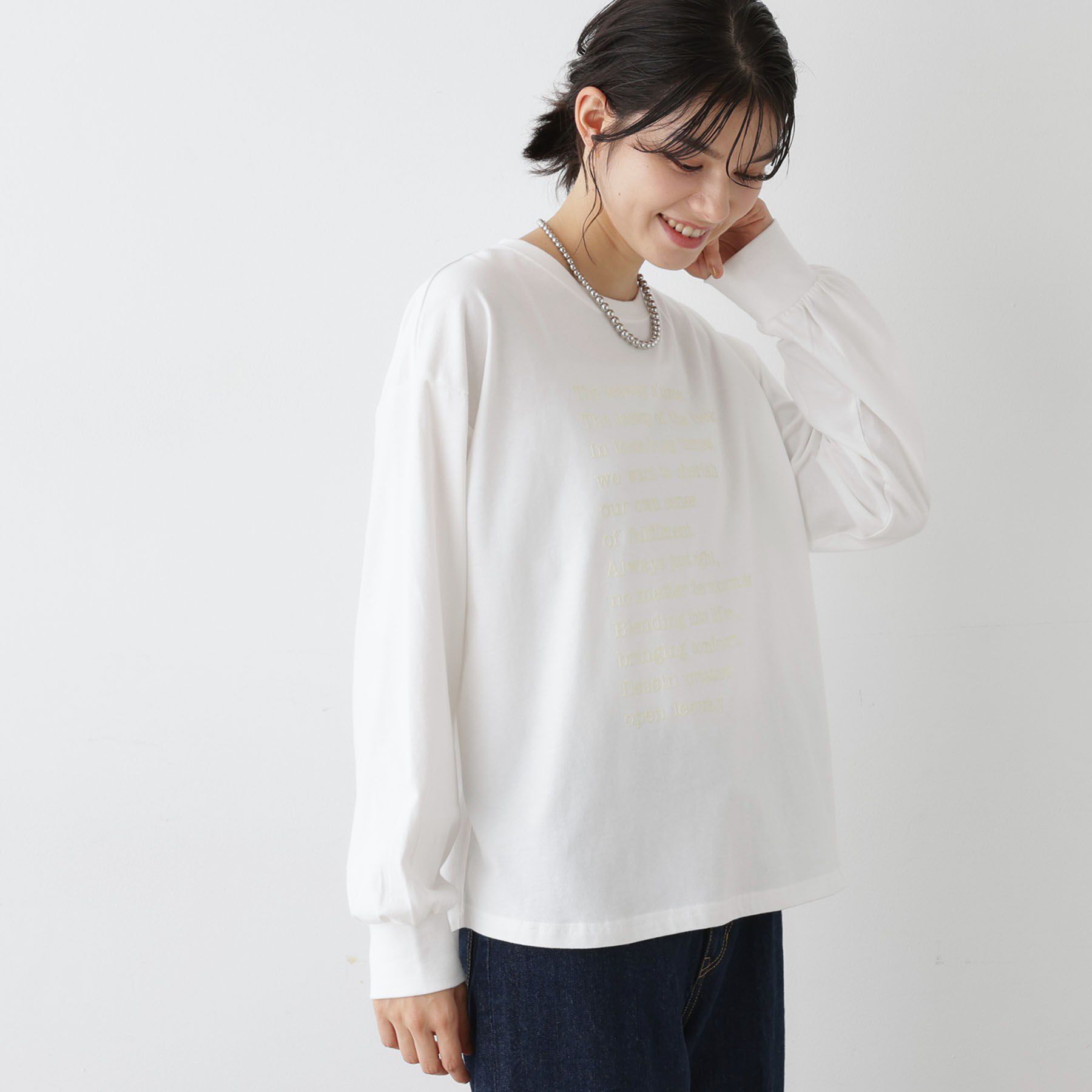 Dessin「【洗える】メッセージロゴロングスリーブTシャツ」|Tシャツ・カットソー|