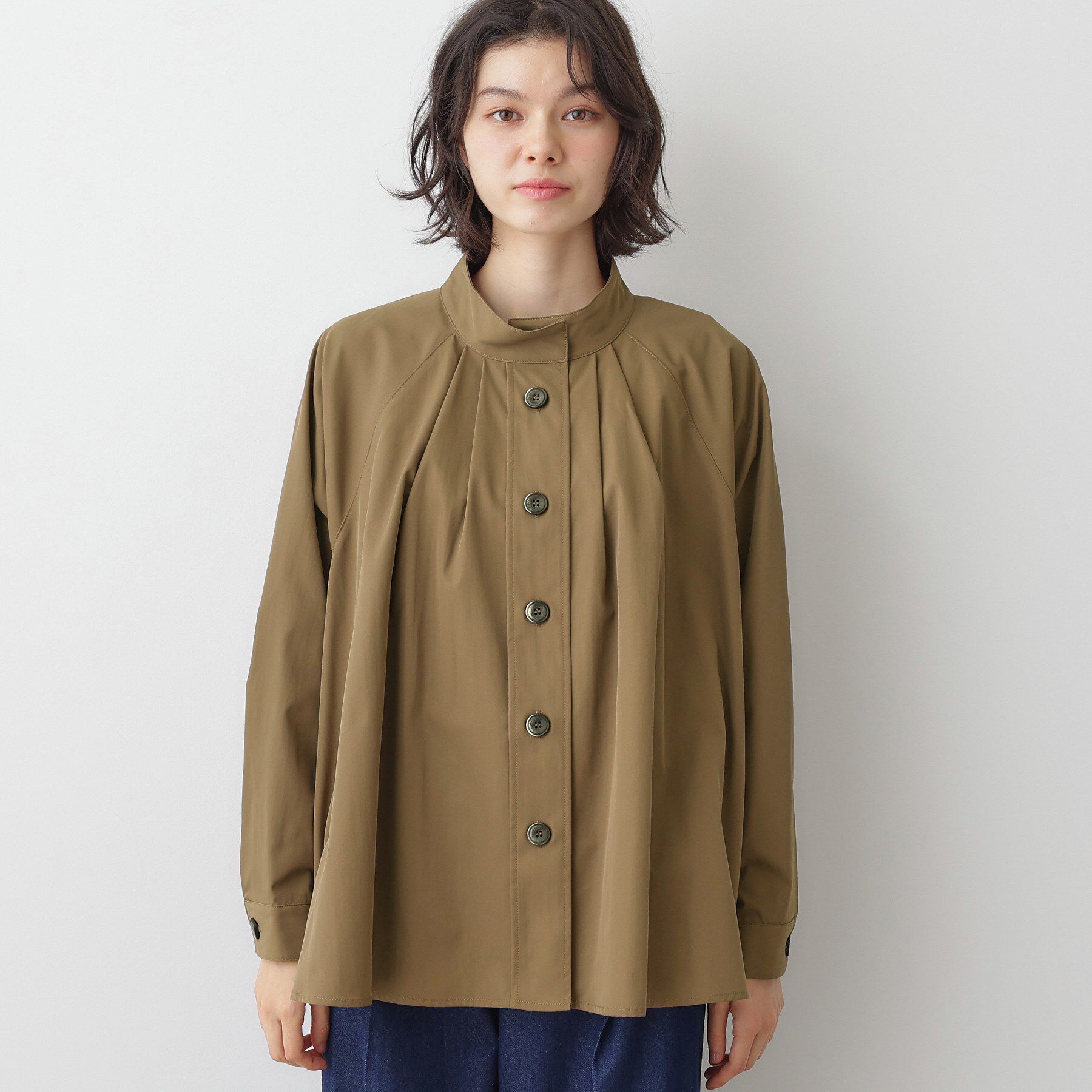 Dessin「【洗える】スタンドカラーAラインジャケット」|テーラードジャケット|