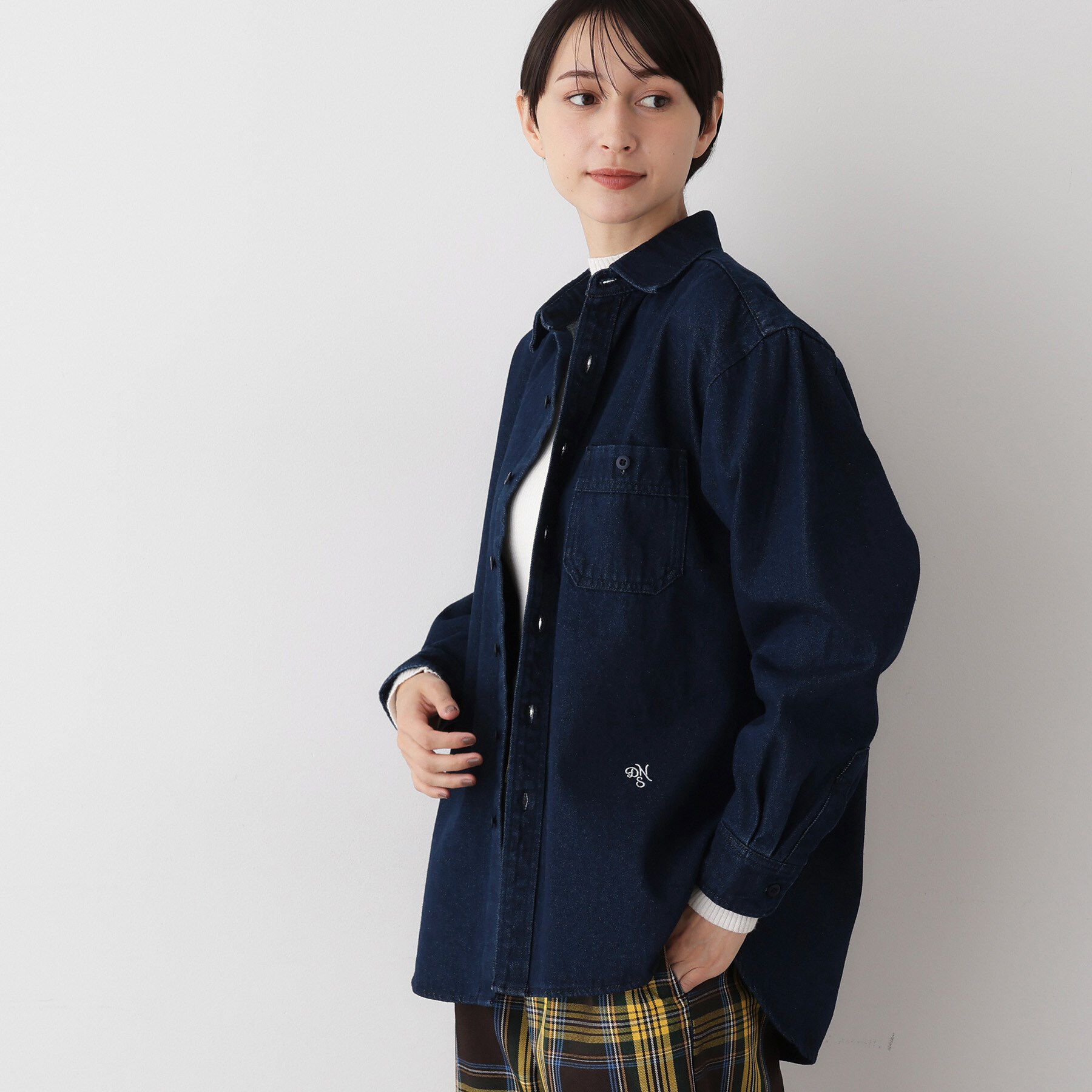 Dessin「【ユニセックス/洗える】10OZコットンデニムシャツ」|シャツ・ブラウス|ネイビー(094)