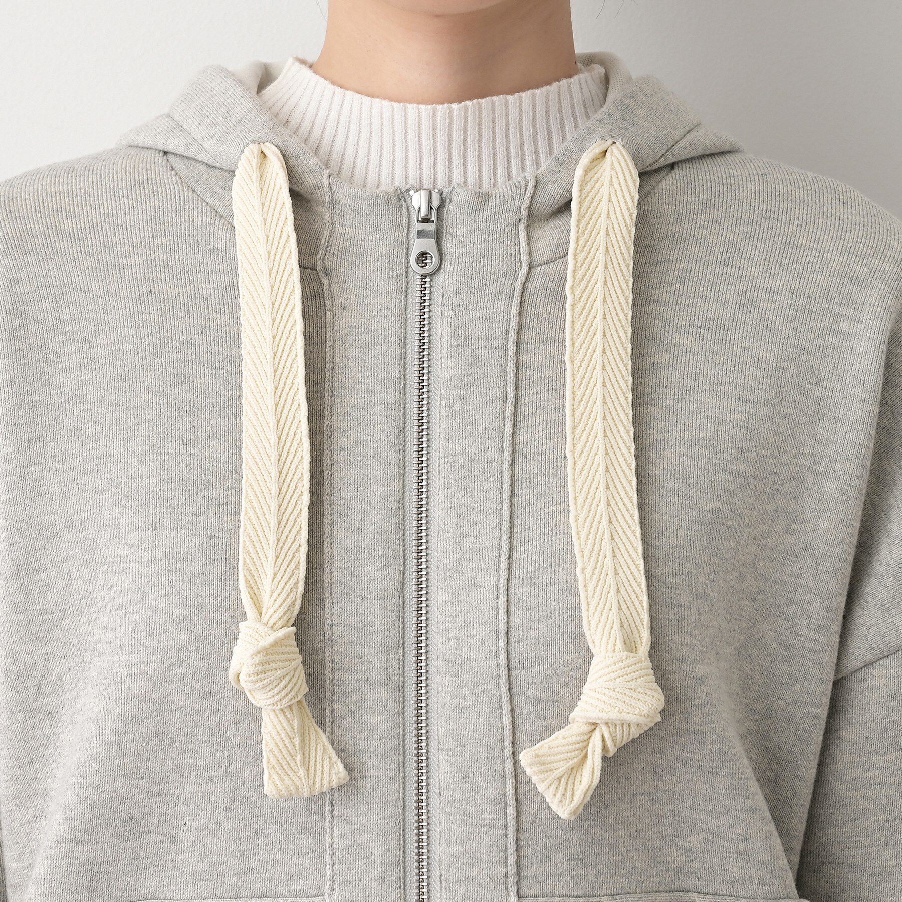 Dessin「【洗える】コットンカシミヤブレンドフードジップカーディガン」|パーカー|