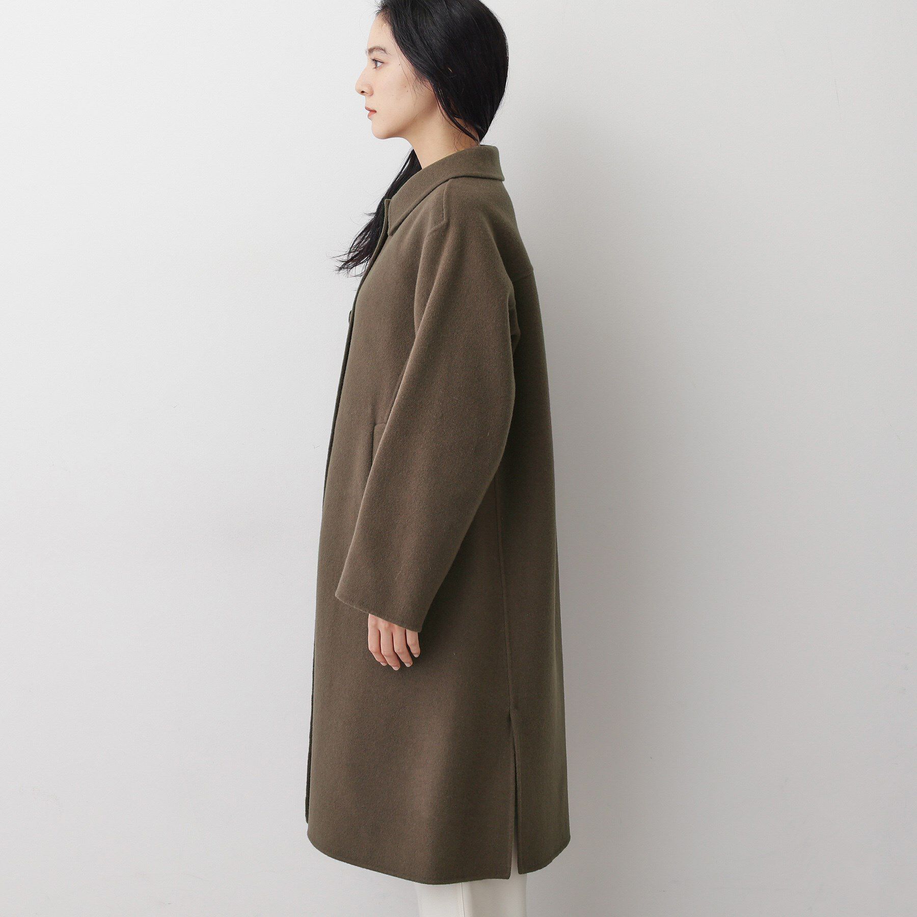 Dessin「【洗える】ウール混リバーメルトンロングコート」|ステンカラーコート|