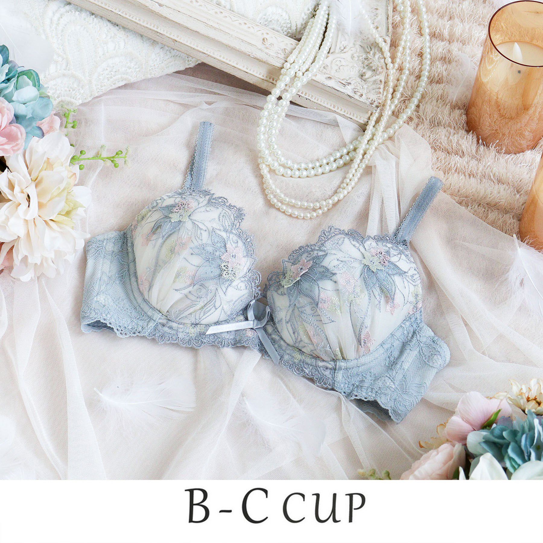 Risa Magli「セレスティナ ブラジャー (B-C) ＜V Make Type＞」|インナー|ライトグレー(011